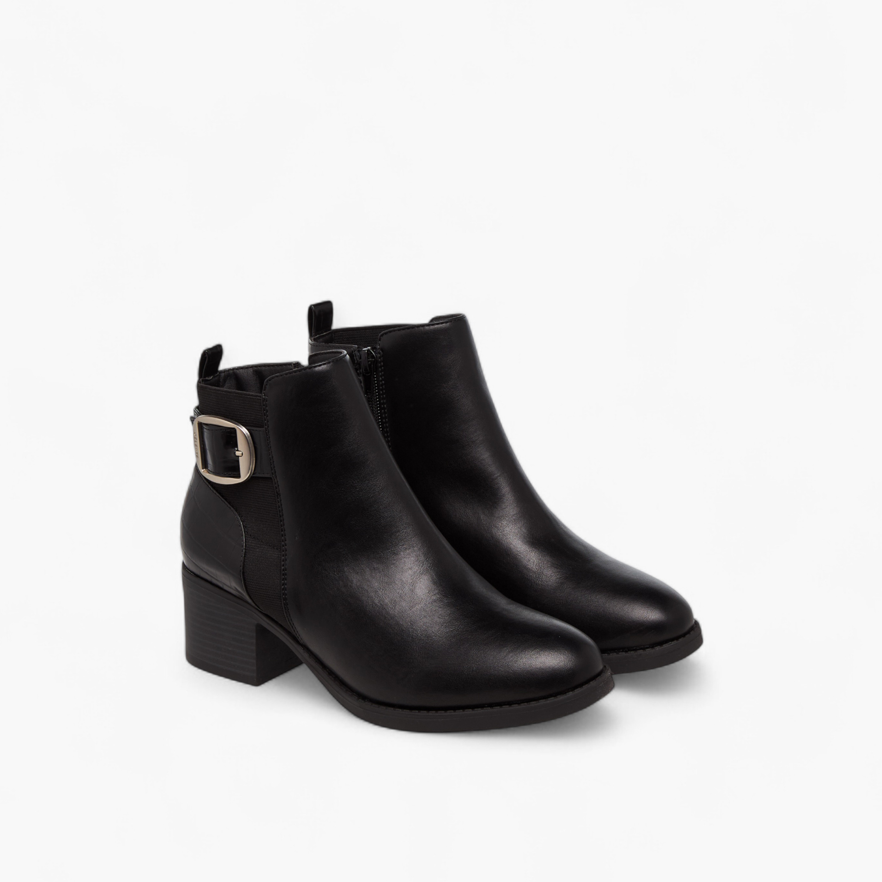 Celeste Women's Buckle Detail Ankle Boots with Zip Closure-women-shoes-boots-image-1