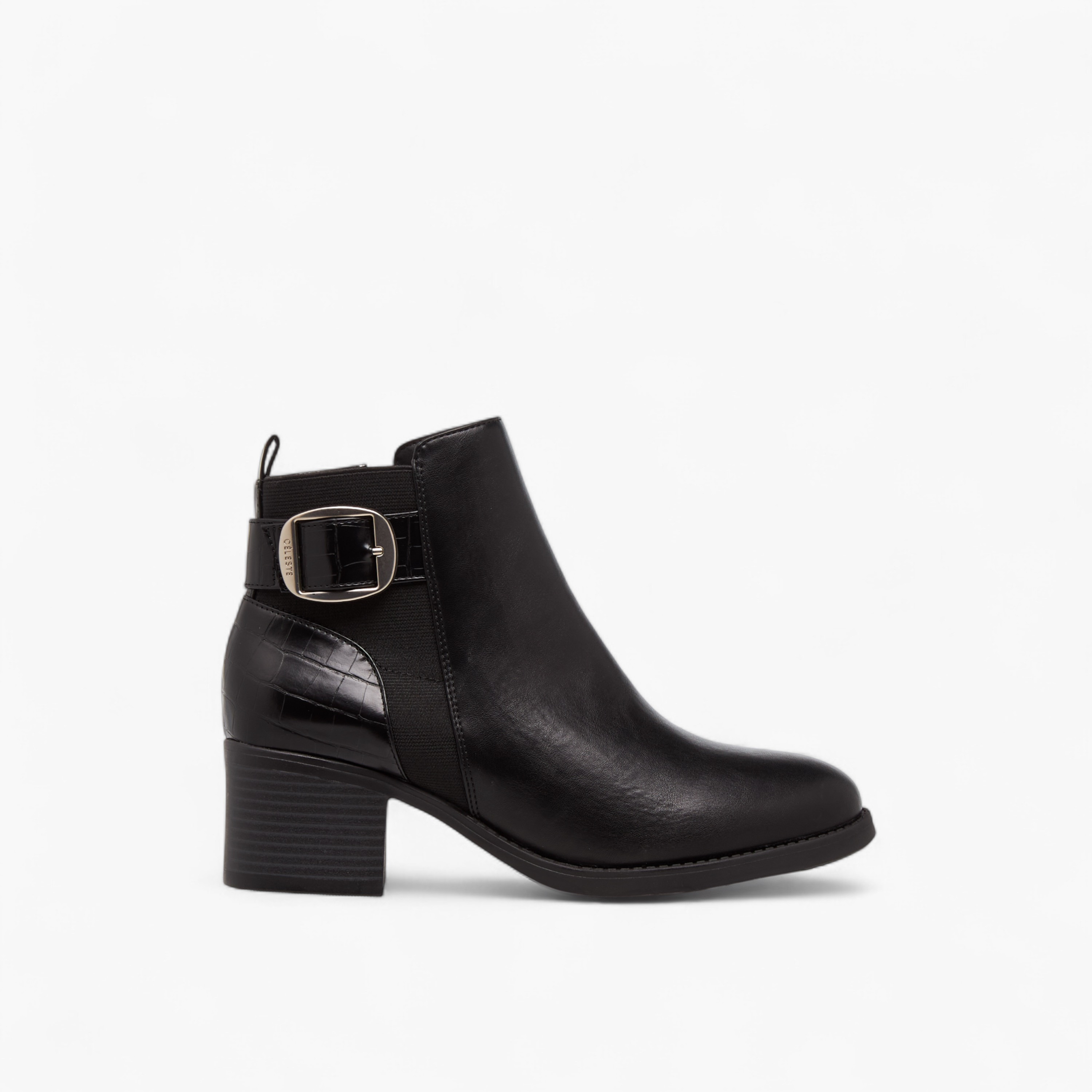 Celeste Women's Buckle Detail Ankle Boots with Zip Closure-women-shoes-boots-image-3