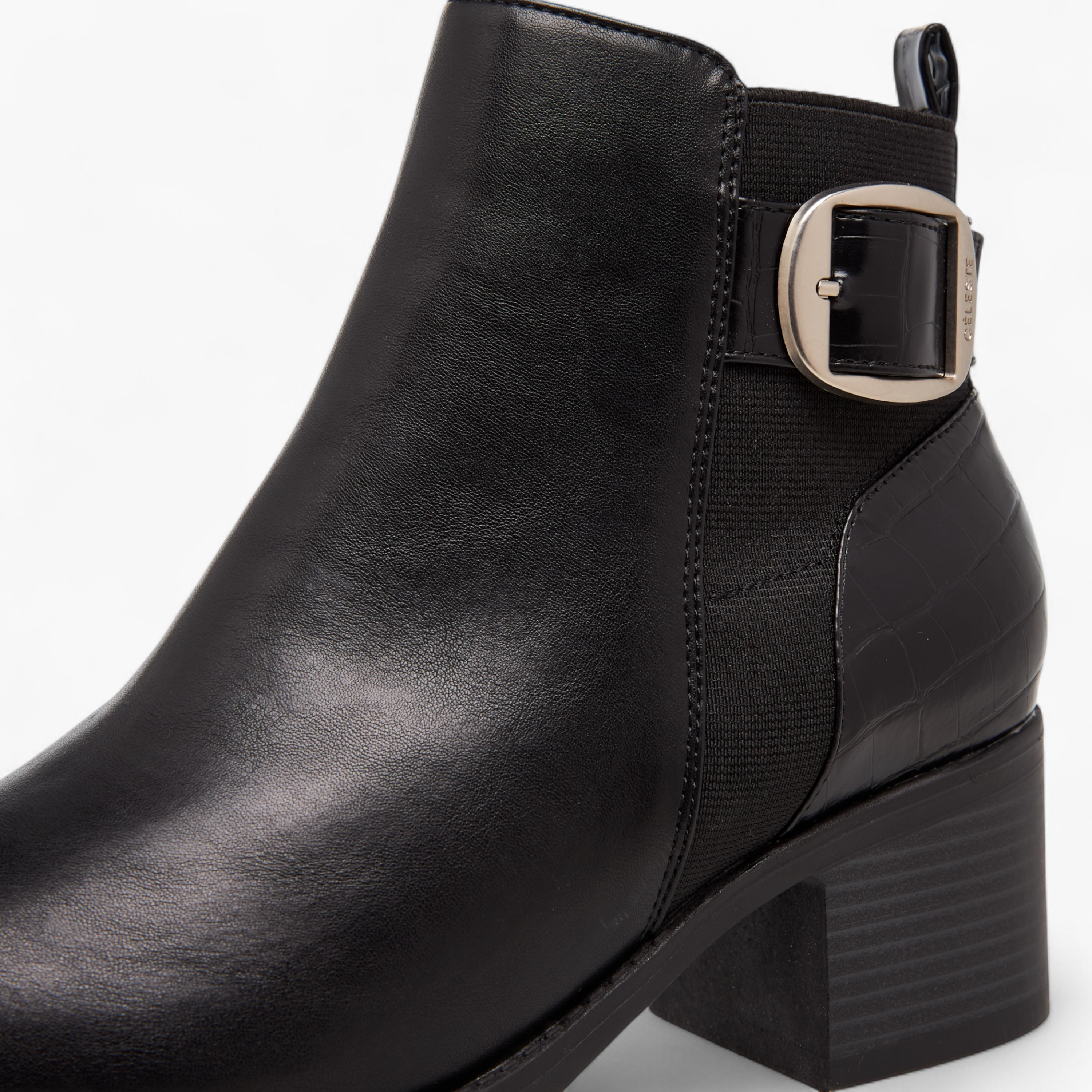 Celeste Women's Buckle Detail Ankle Boots with Zip Closure-women-shoes-boots-image-4
