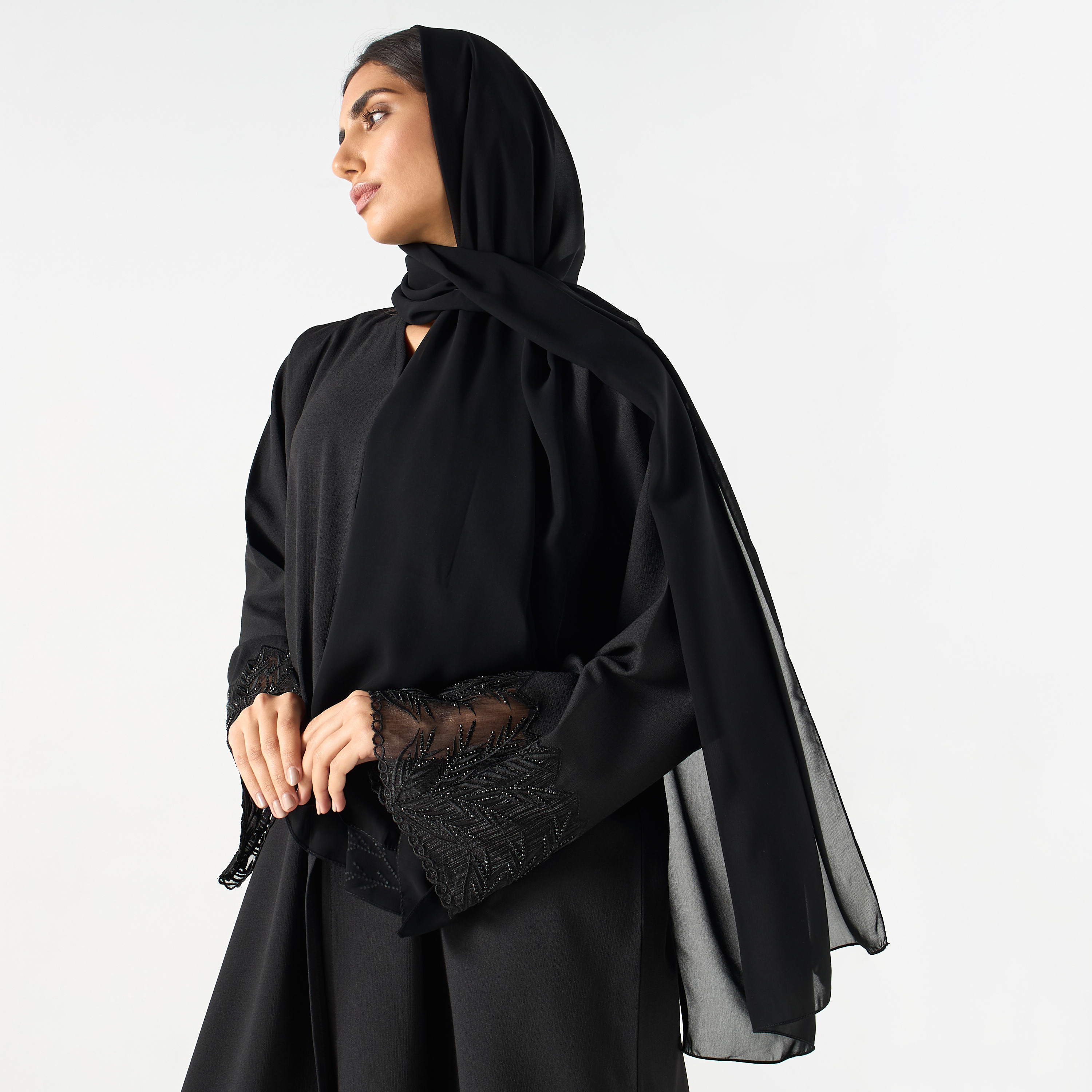 Embellished and Embroidered Abaya with Hijab-women-arabicclothing-abayas-image-2