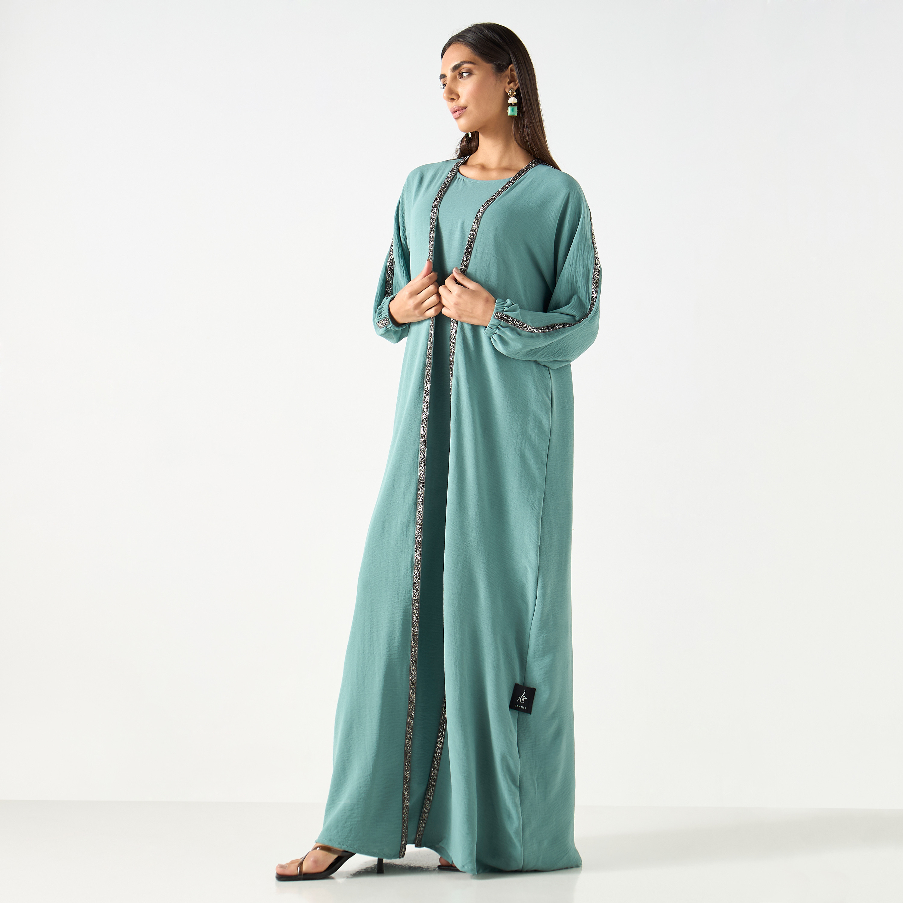 عباية مزينة مع حجاب وحزام-women-arabicclothing-abayas-image-1