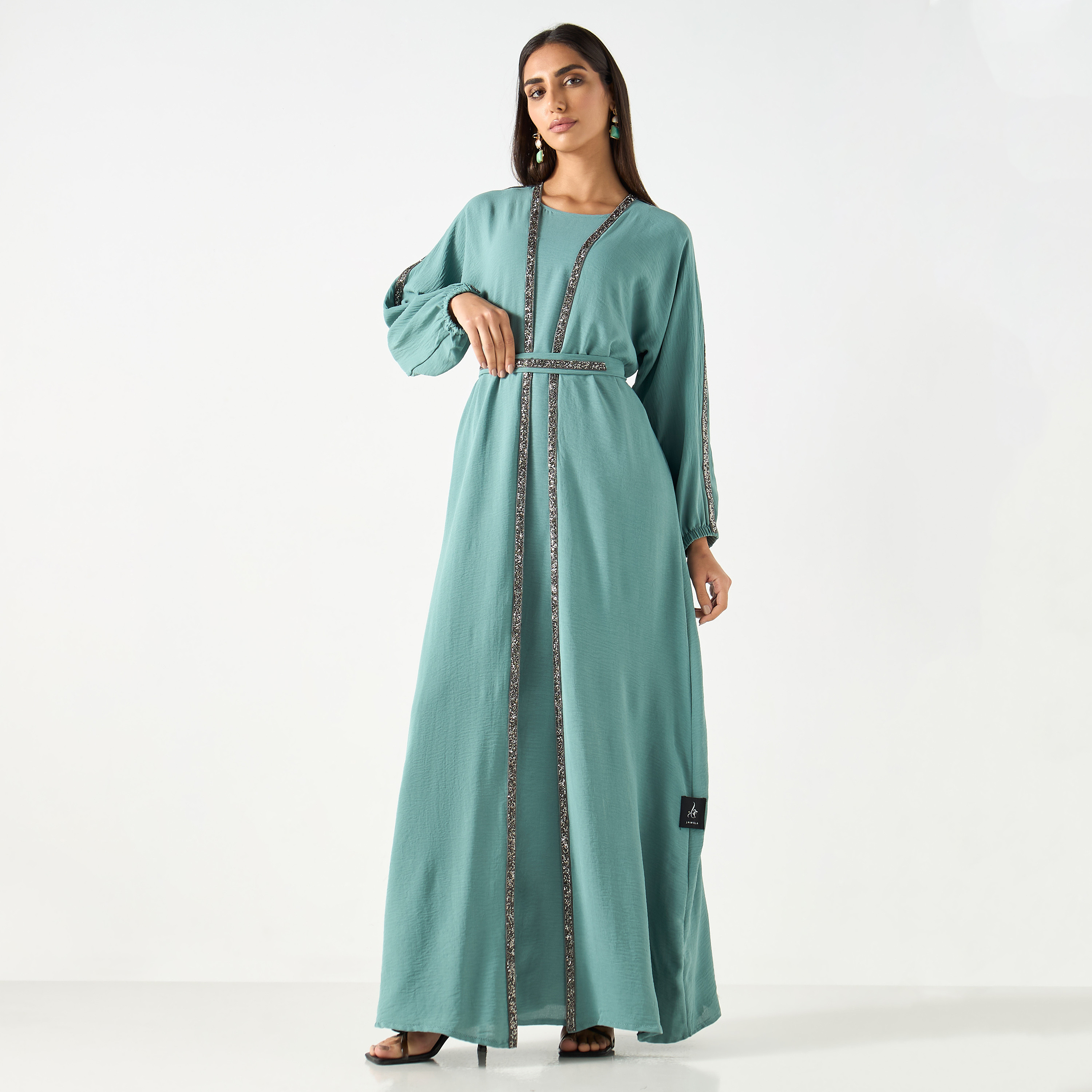 عباية مزينة مع حجاب وحزام-women-arabicclothing-abayas-image-2