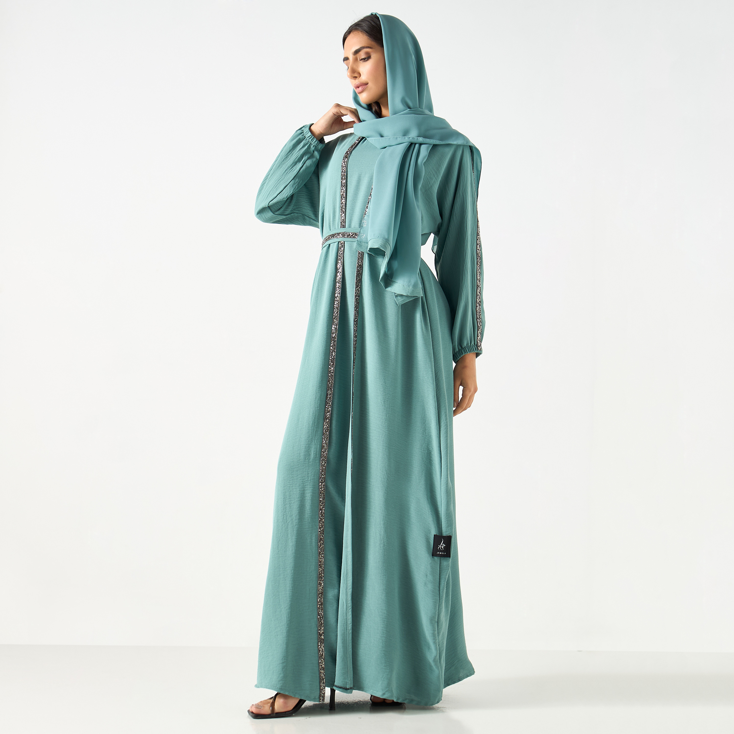 Embellished Abaya with Hijab and Belt-women-arabicclothing-abayas-image-4