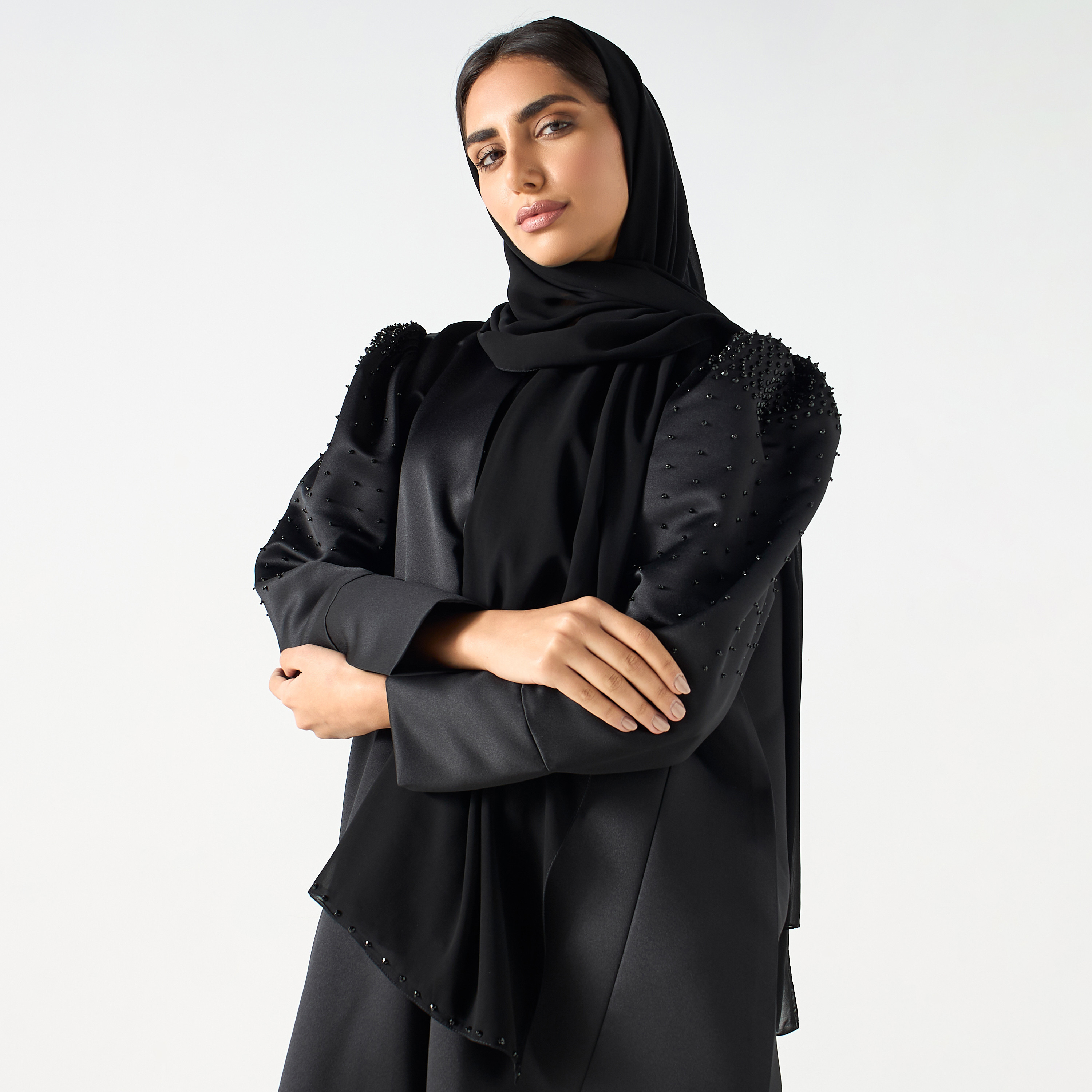 Embellished Sleeves Abaya with Hijab-women-arabicclothing-abayas-image-2