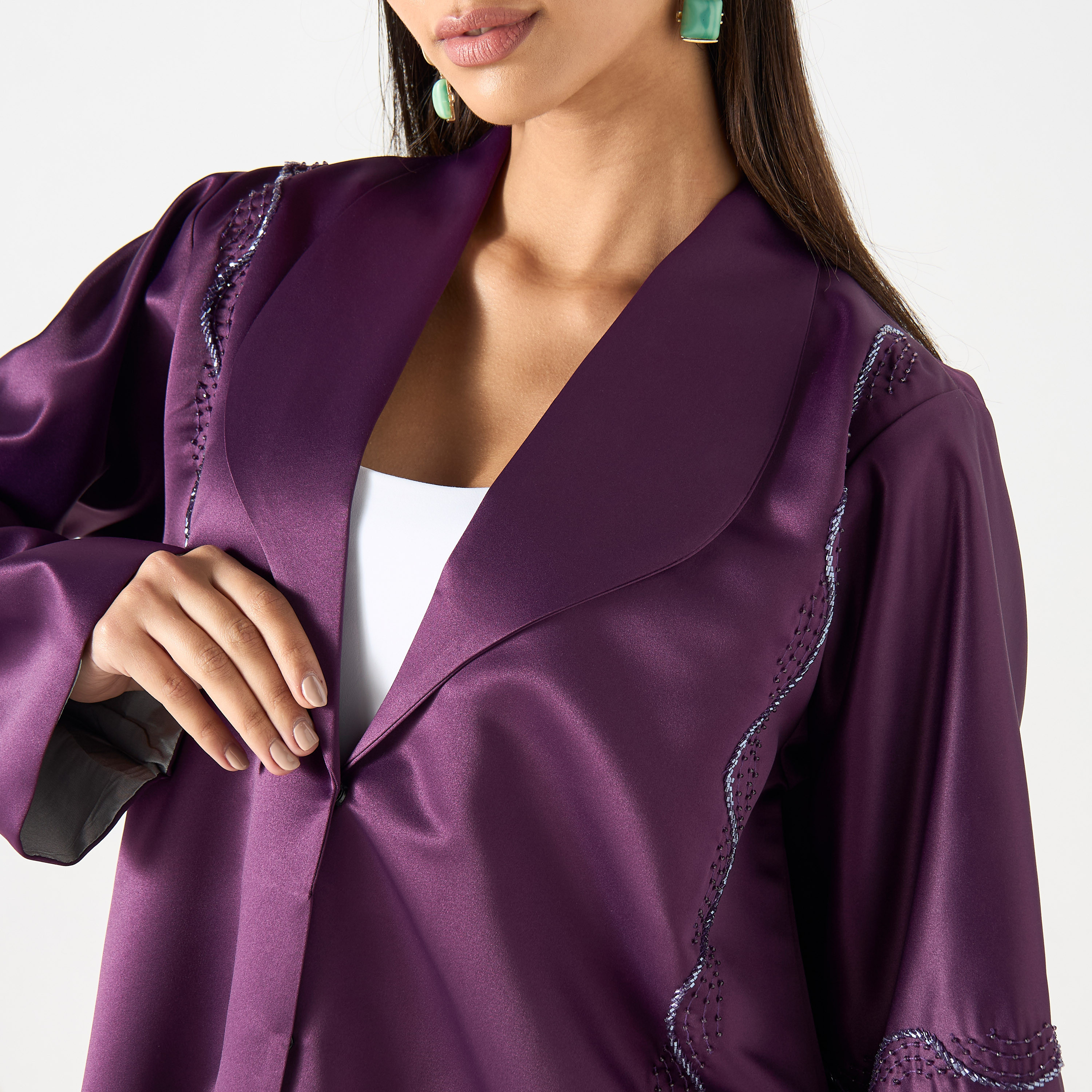 Embellished Abaya with Lapel Detail and Hijab-women-arabicclothing-abayas-image-3