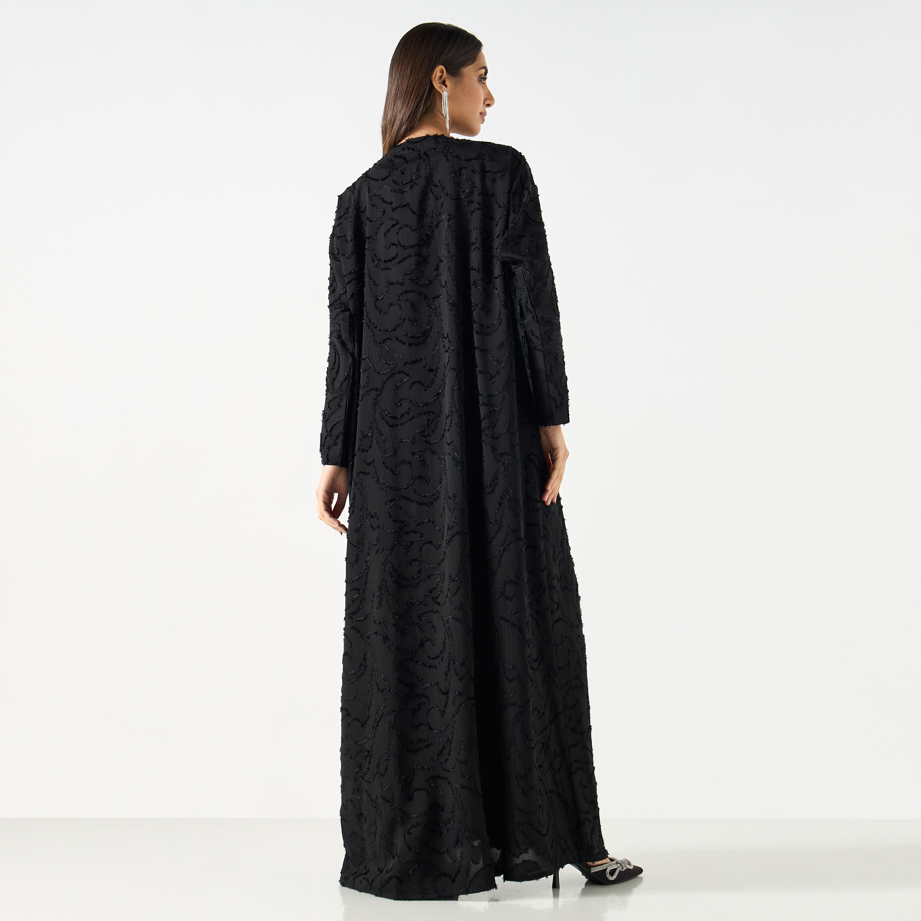 Embellished Lapel Detail Abaya with Hijab-women-arabicclothing-abayas-image-5
