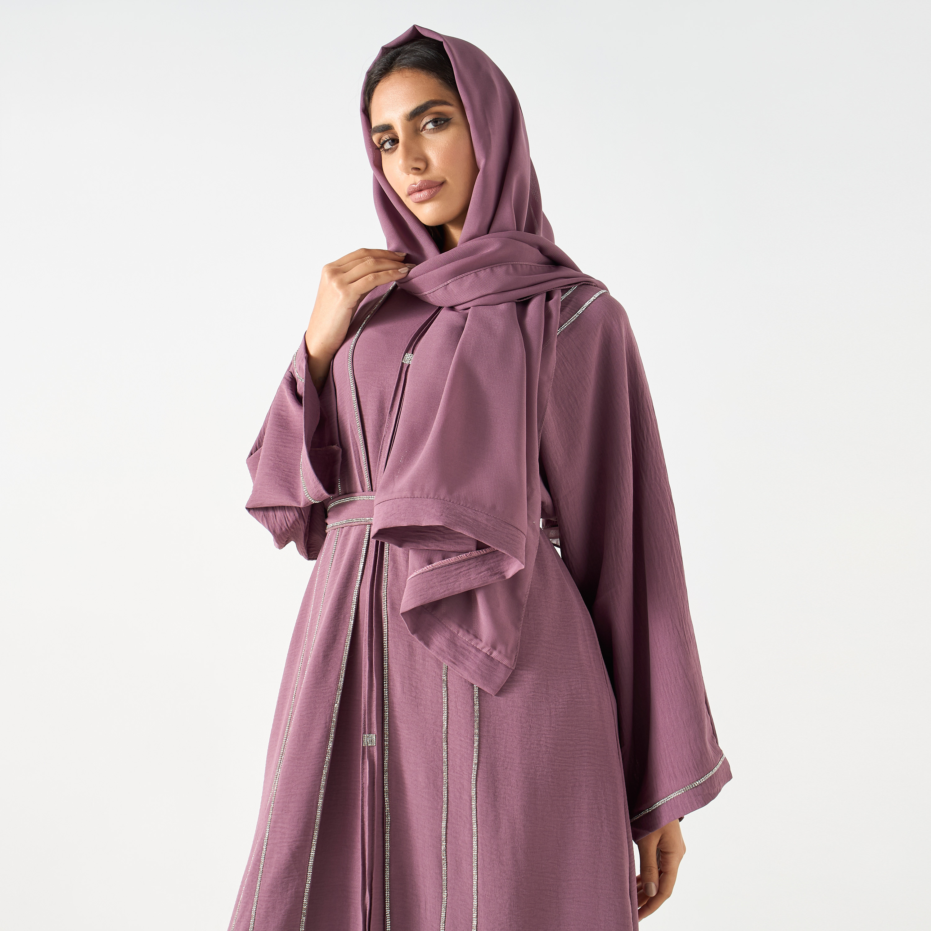 Embellished Abaya with Hijab and Belt-women-arabicclothing-abayas-image-2