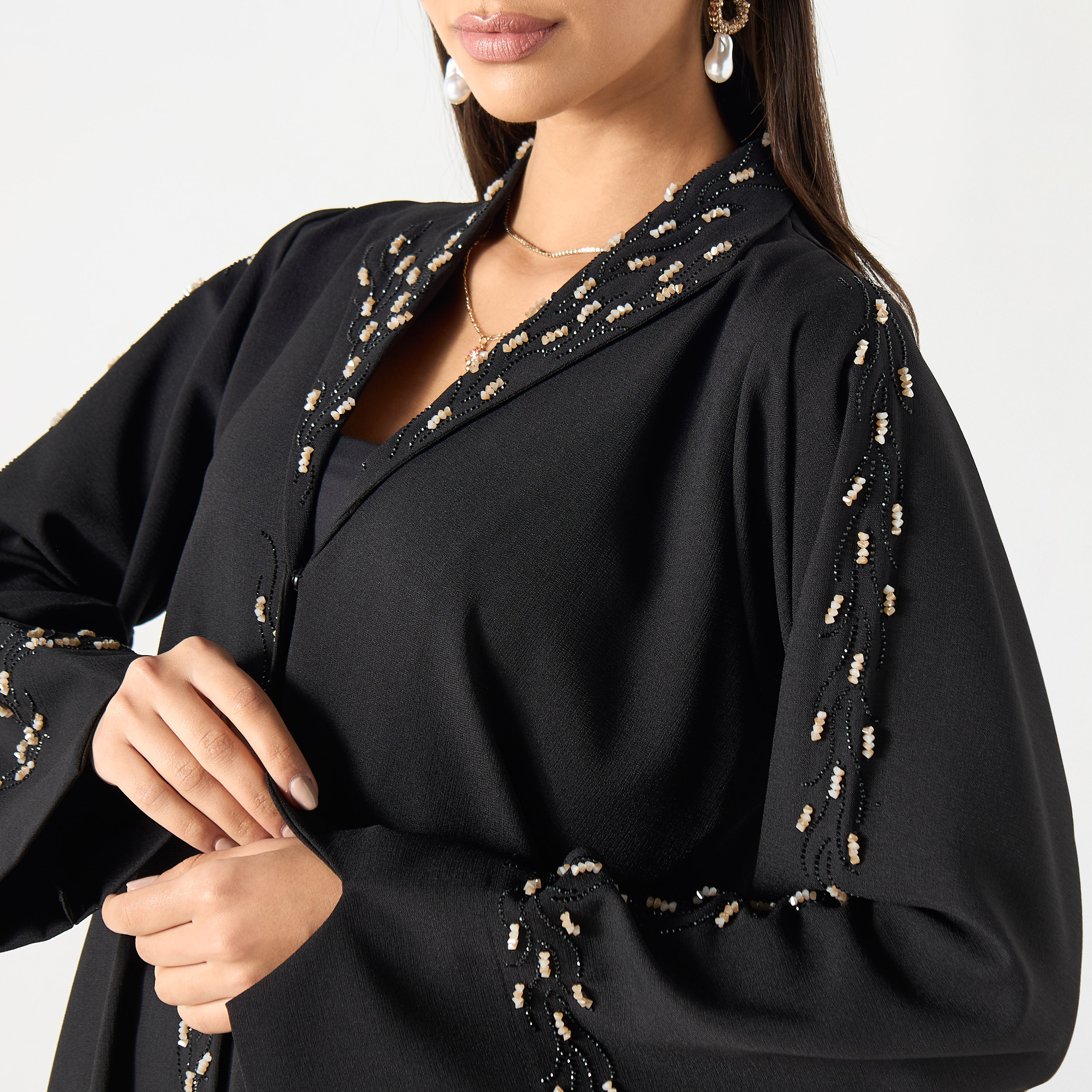 Embellished Collared Abaya with Hijab-women-arabicclothing-abayas-image-3