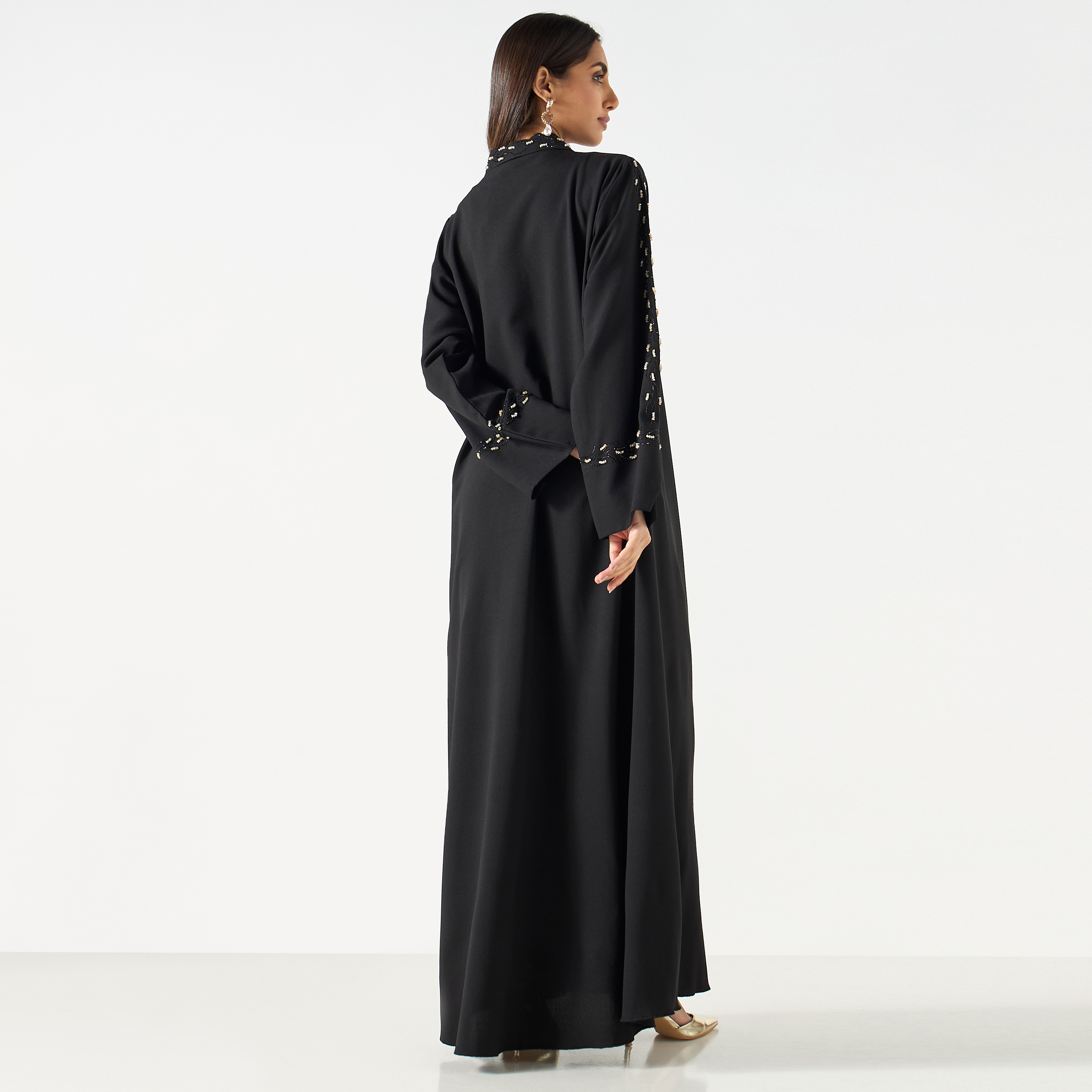 Embellished Collared Abaya with Hijab-women-arabicclothing-abayas-image-5