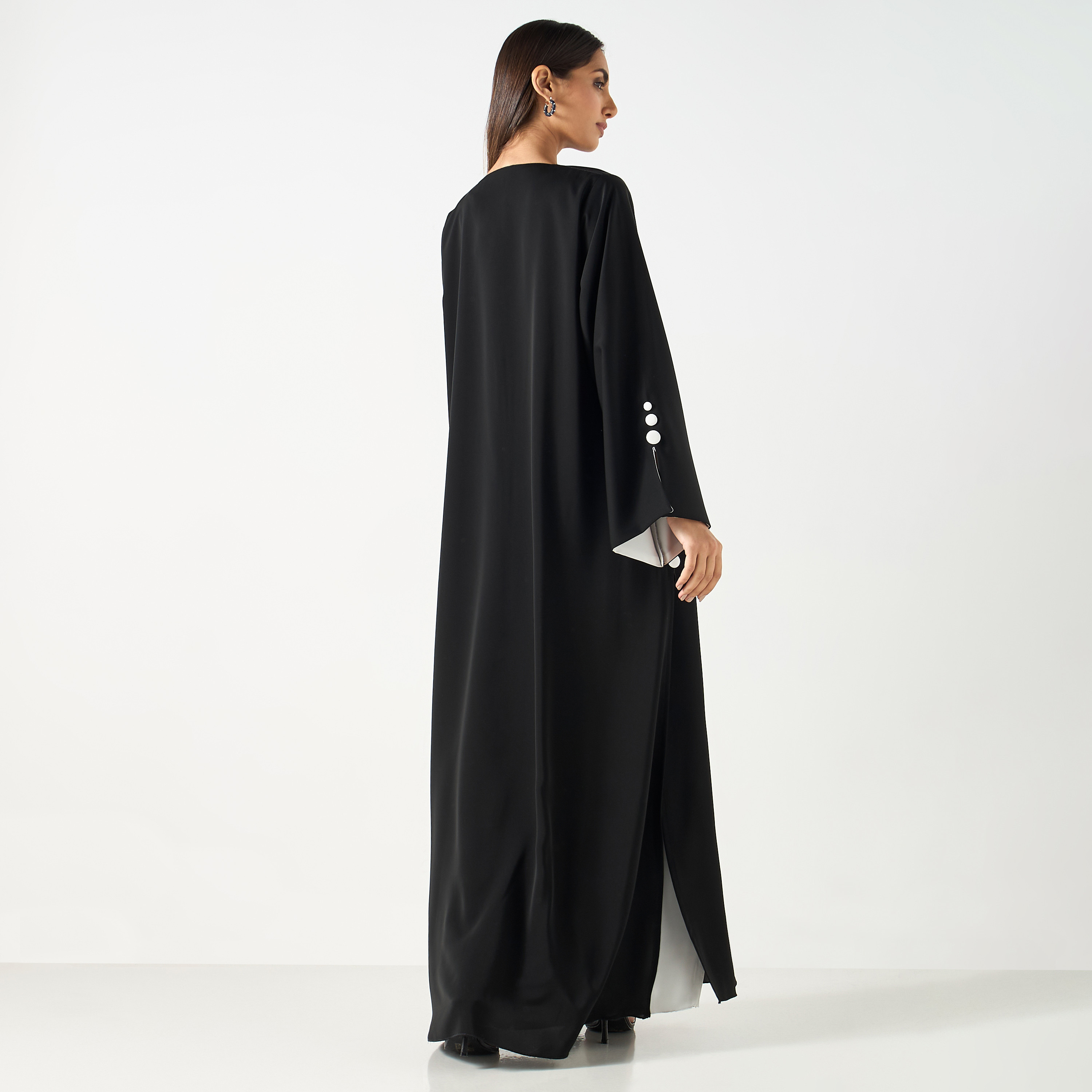 Solid V-neck Abaya with Hijab-women-arabicclothing-abayas-image-5