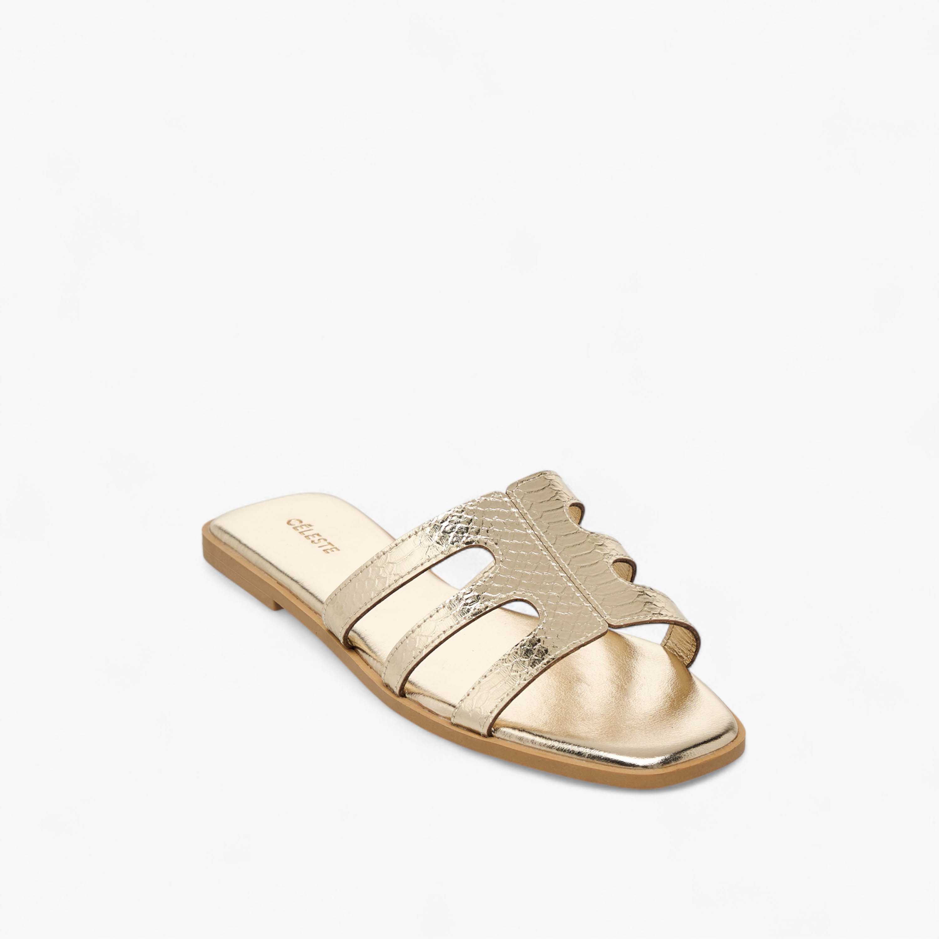 Celeste Women's Textured Cut-Out Detail Slip-On Flat Sandals-women-shoes-flats-sandals-image-2