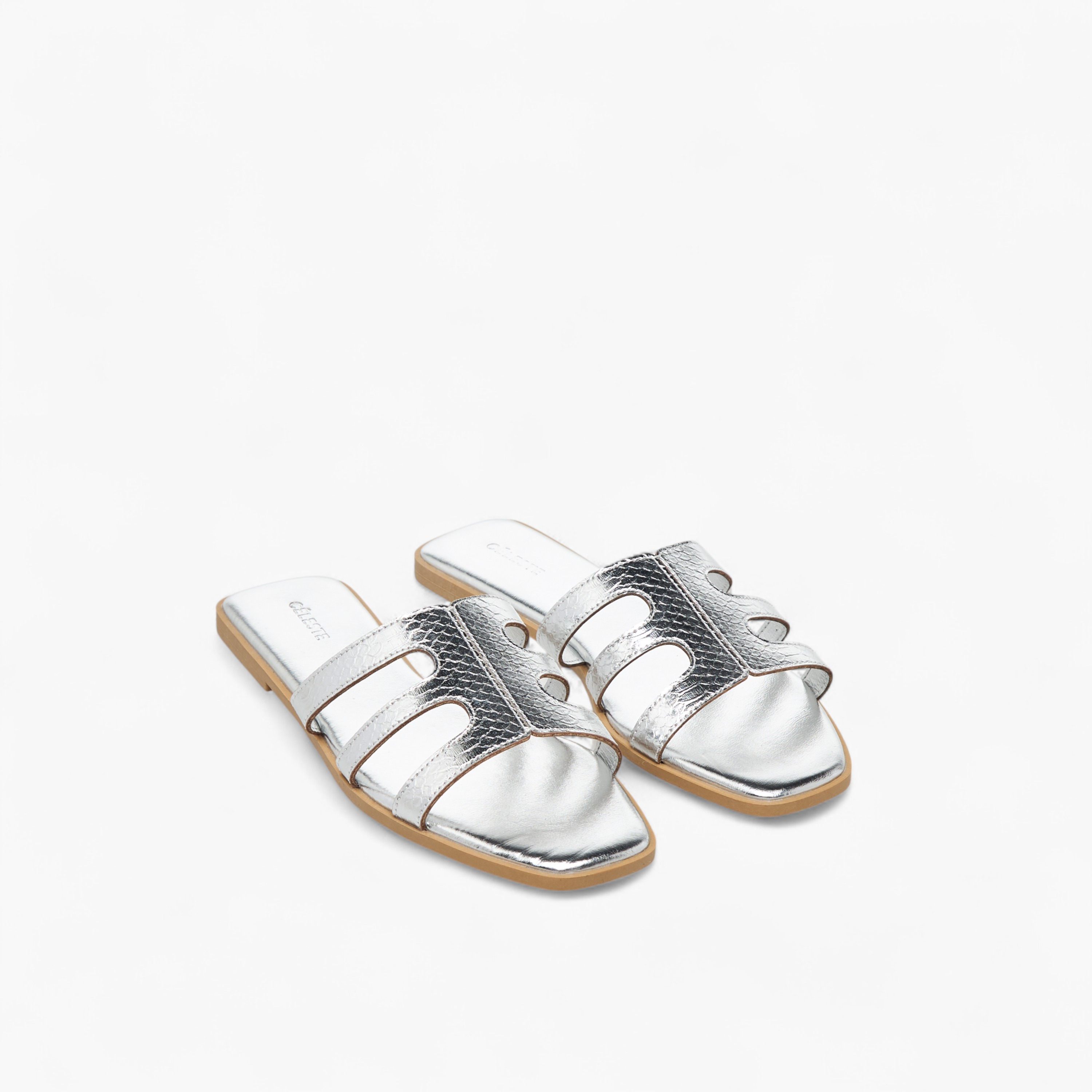 Celeste Women's Textured Cut-Out Detail Slip-On Flat Sandals-women-shoes-flats-sandals-image-1
