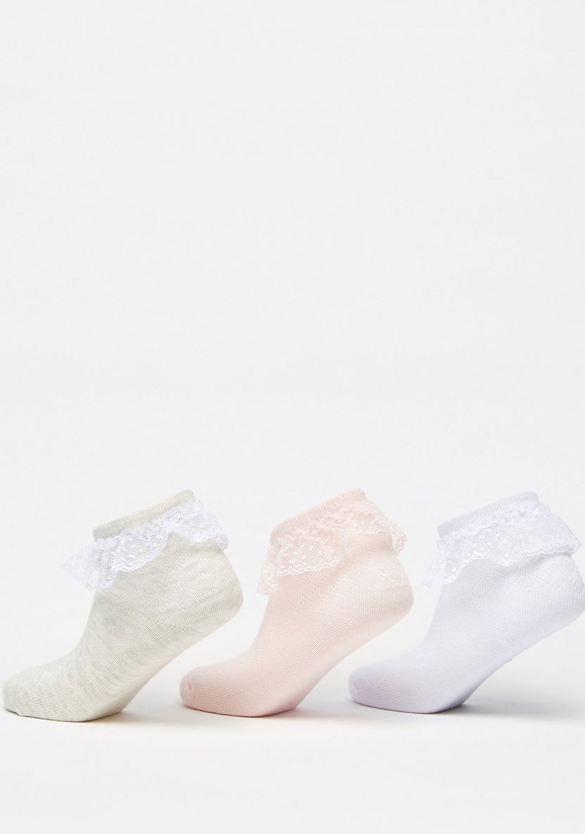 Frill Detail Ankle Length Socks - Set of 3-Girl%27s Socks & Tights-image-1