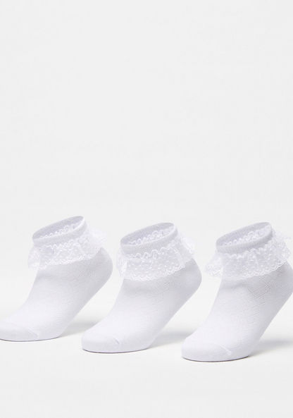 Frill Detail Ankle Length Socks - Set of 3-Girl%27s Socks & Tights-image-0