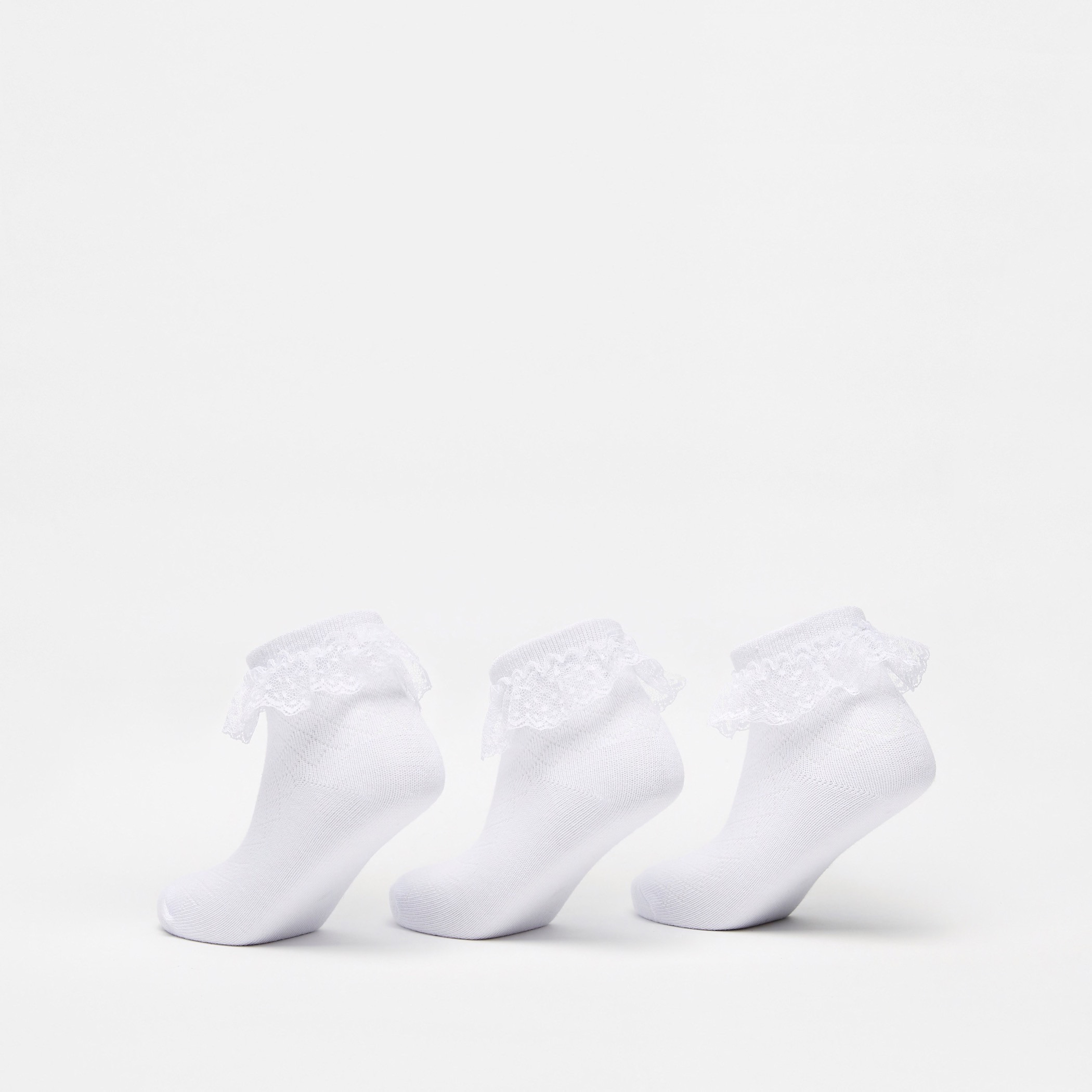 جوارب بتفاصيل كشكش بطول الكاحل - طقم من 3-girls-accessories-socks-image-2
