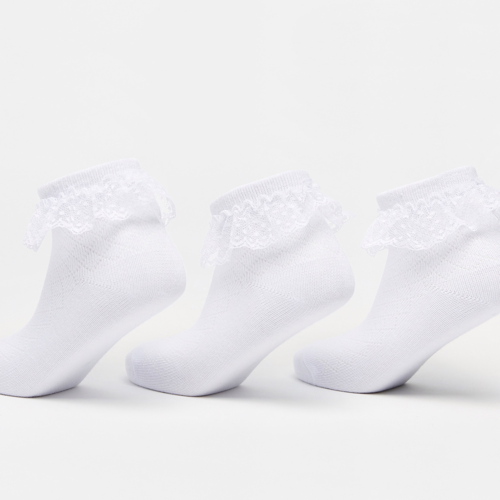 جوارب بتفاصيل كشكش بطول الكاحل - طقم من 3-girls-accessories-socks-image-3