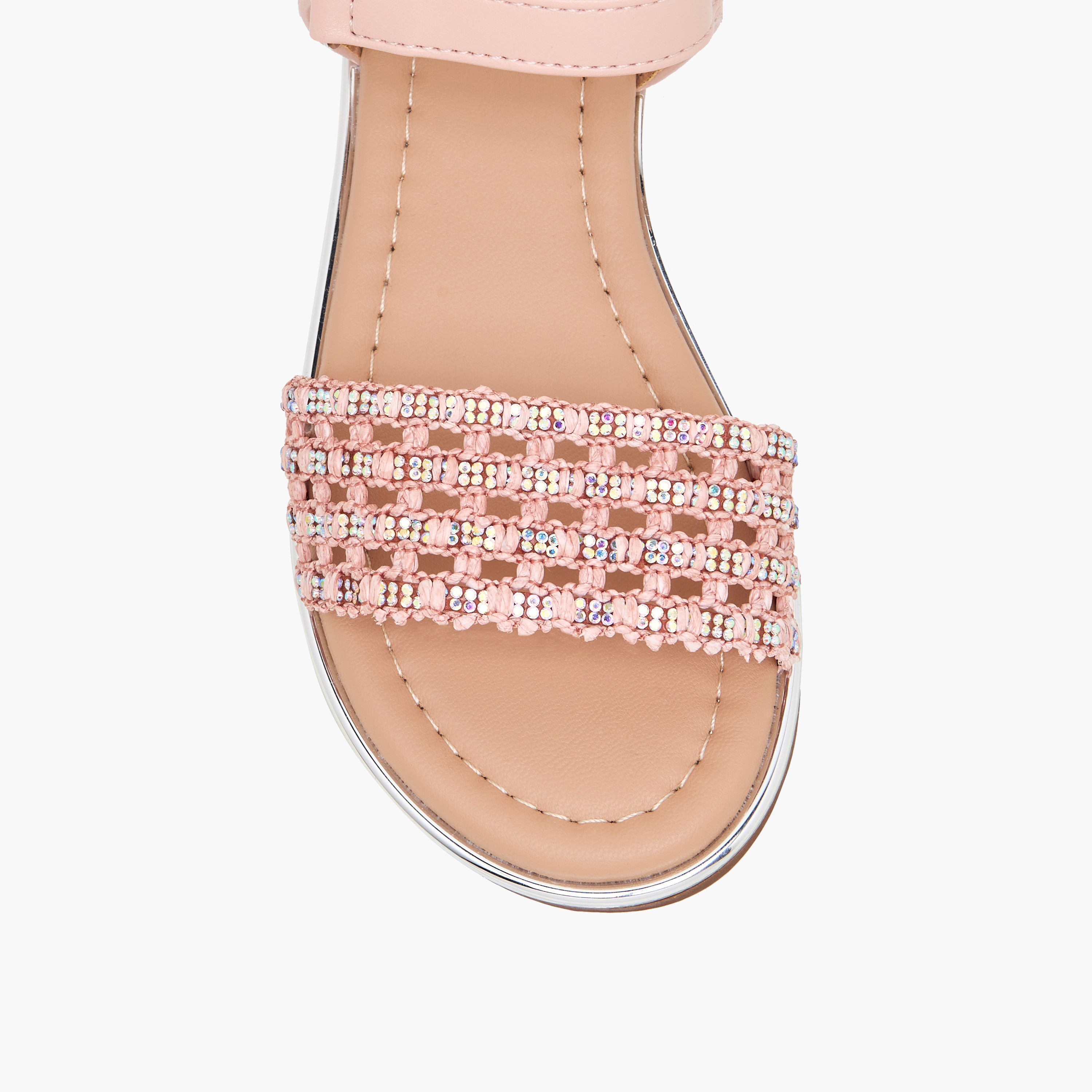 Celeste Girls Embellished Hook & Loop Flat Sandals-girls-shoes-sandals-image-3