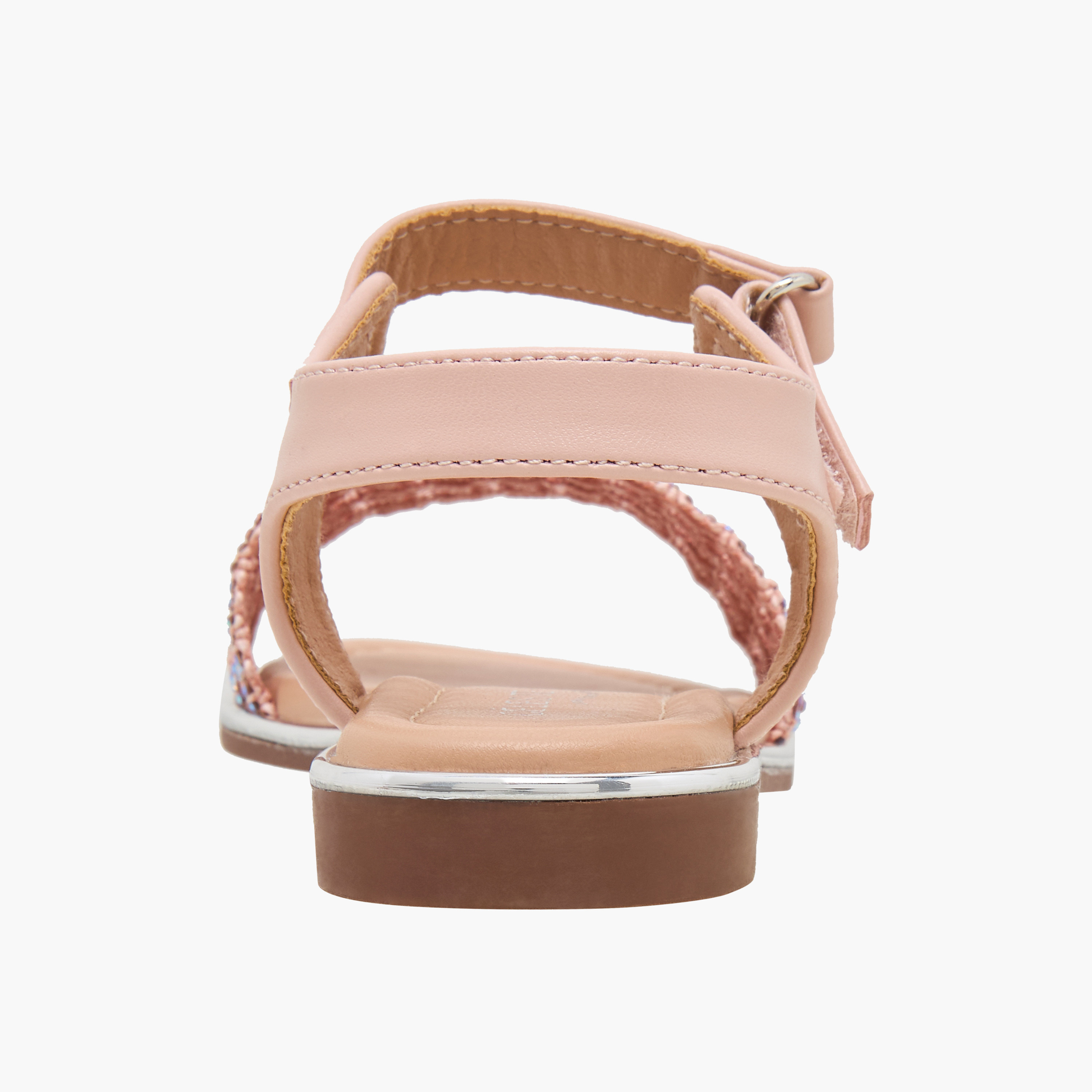 Celeste Girls Embellished Hook & Loop Flat Sandals-girls-shoes-sandals-image-4