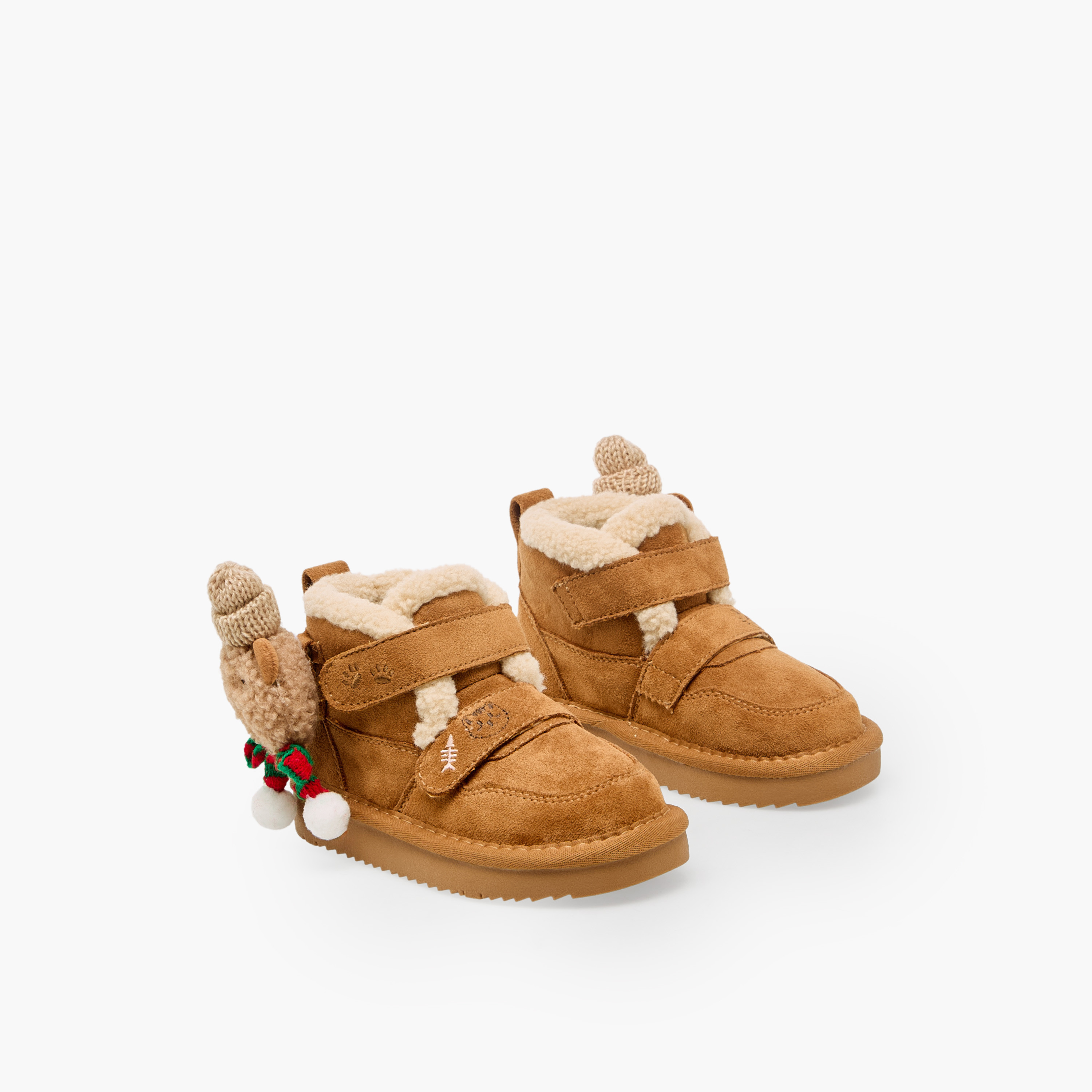 Juniors Girls Textured Hook and Loop Ankle Boots-girls-shoes-boots-image-1