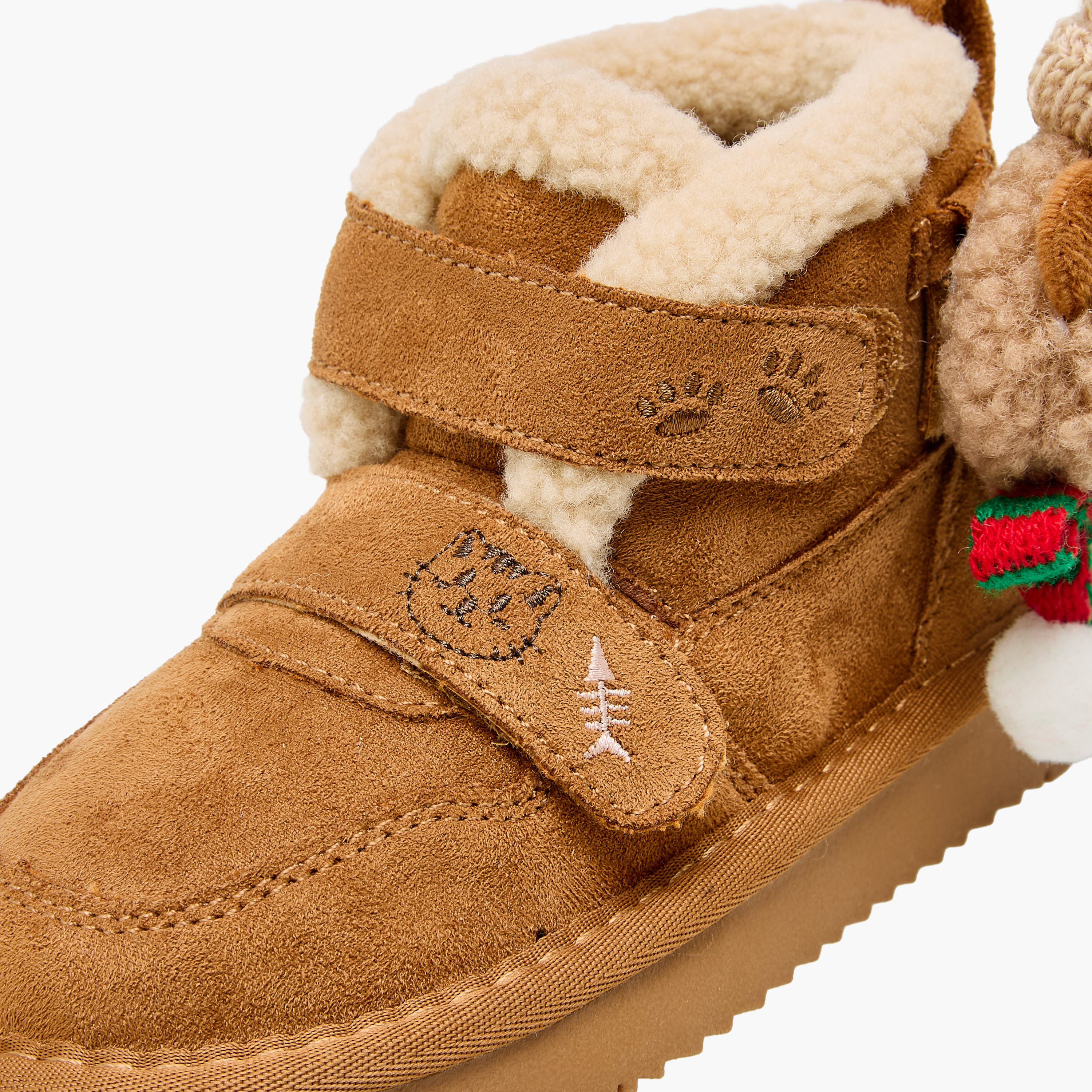 Juniors Girls Textured Hook and Loop Ankle Boots-girls-shoes-boots-image-4