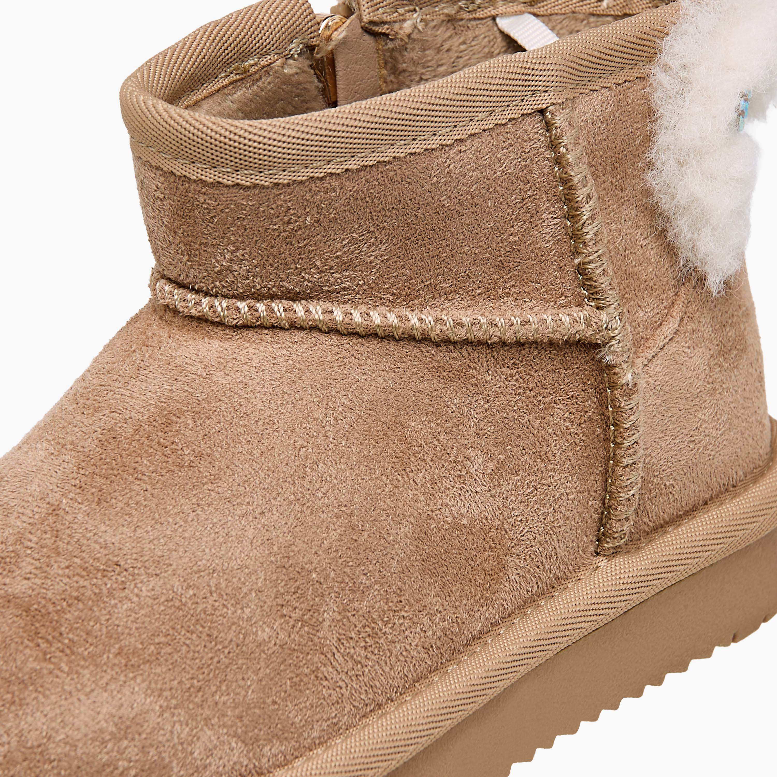 Juniors Girls Fur Accent Ankle Boots-girls-shoes-boots-image-4