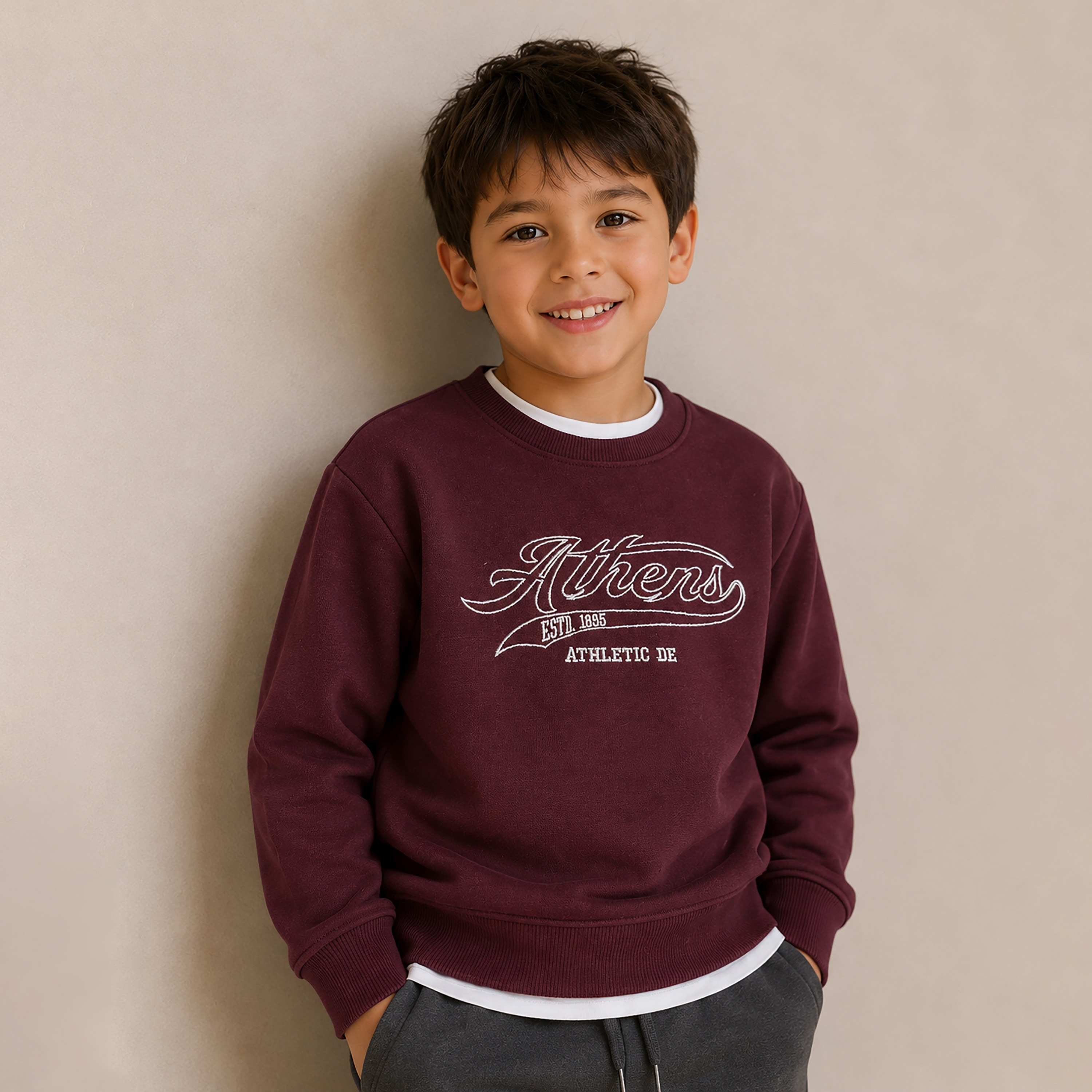 سويت شيرت بياقة مستديرة وأكمام طويلة مع تطريز من فيكتور أند جين-boys-clothing-sweatshirts-image-1