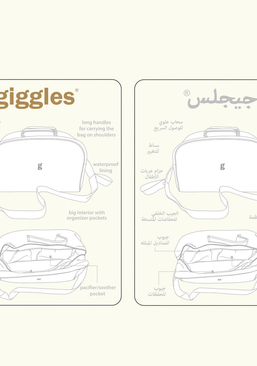 Giggles Printed Diaper Bag with Zip Closure-Diaper Bags-image-5