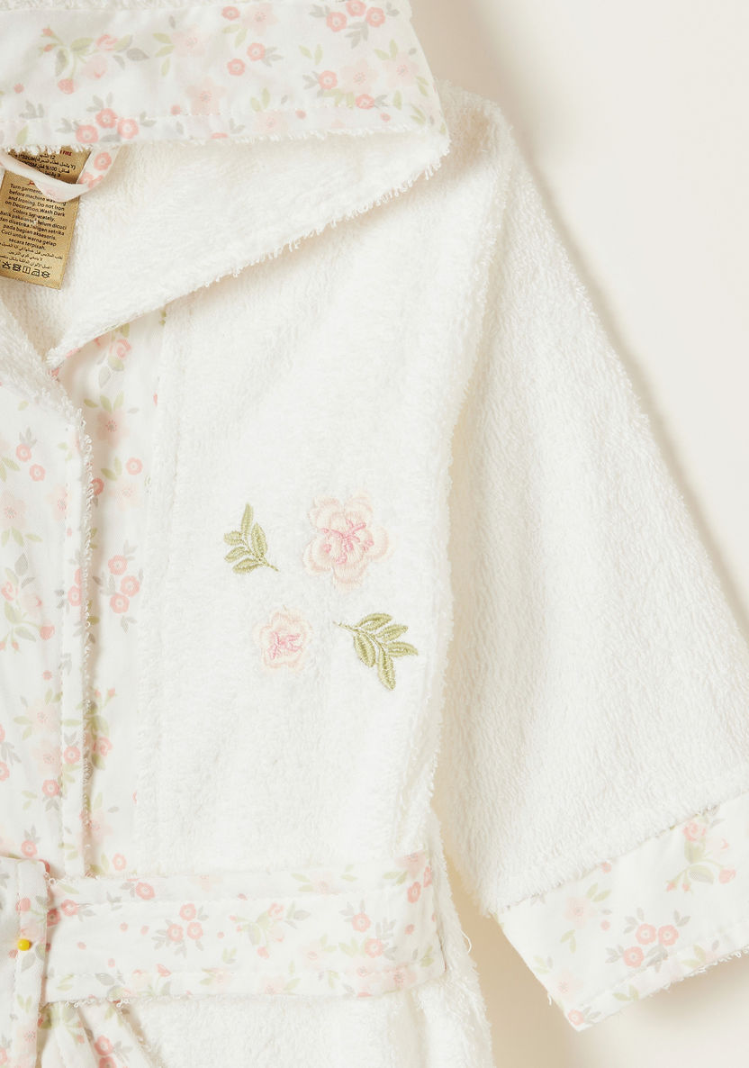Giggles Floral Embroidered Hooded Bath Robe with Belt Tie-Ups-Towels and Flannels-image-1