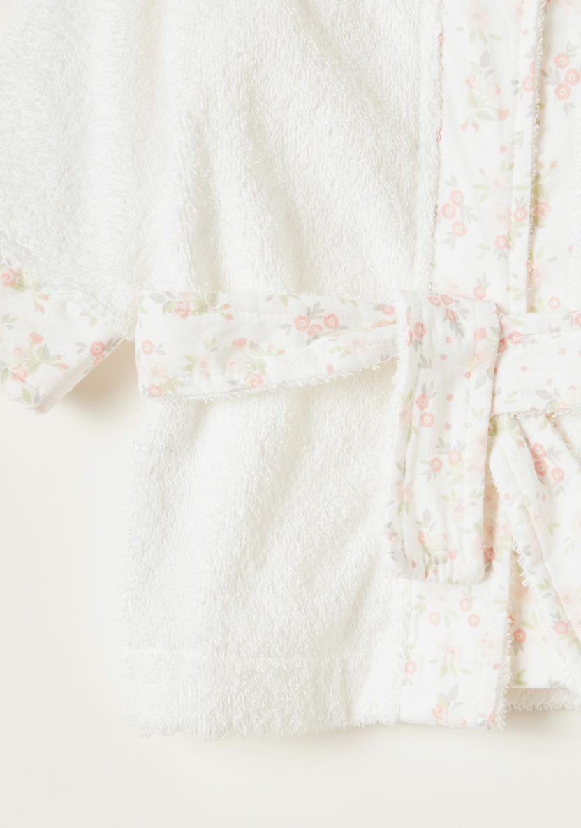 Giggles Floral Embroidered Hooded Bath Robe with Belt Tie-Ups-Towels and Flannels-image-2