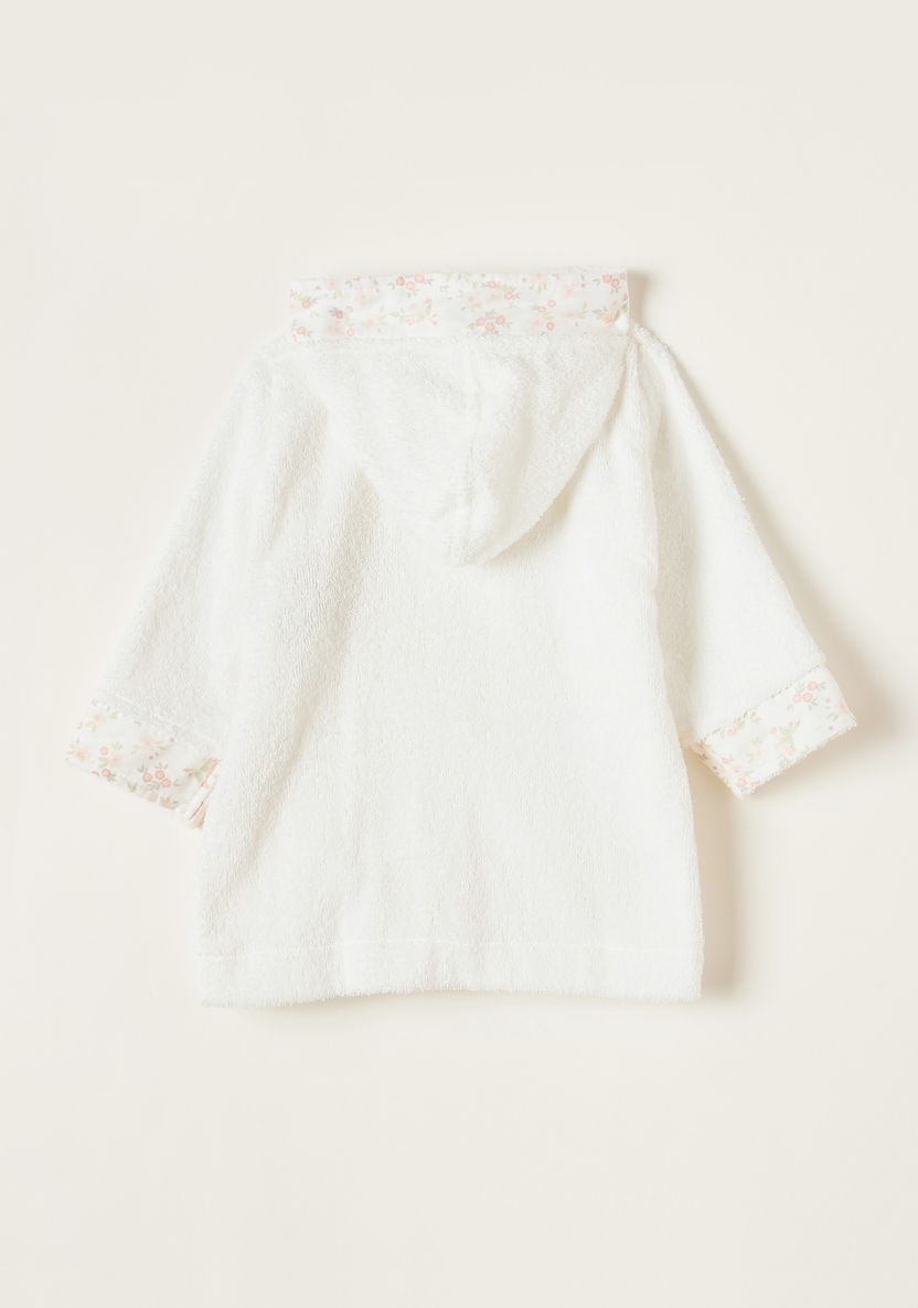 Giggles Floral Embroidered Hooded Bath Robe with Belt Tie-Ups-Towels and Flannels-image-3