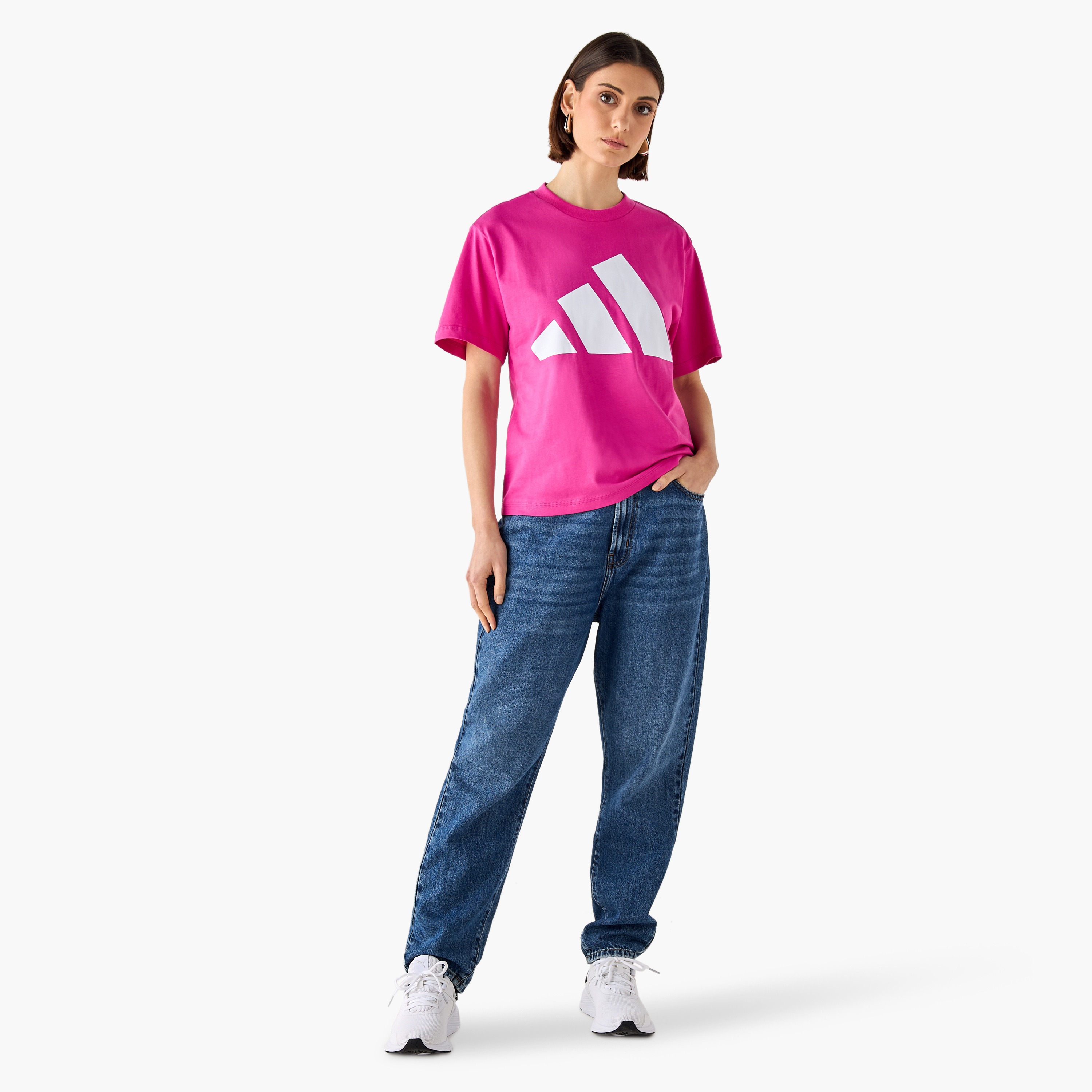 أديداس - تي شيرت رياضي أساسي - شعار كبير - للنساء-sports-women-clothing-tshirtsandvests-image-12