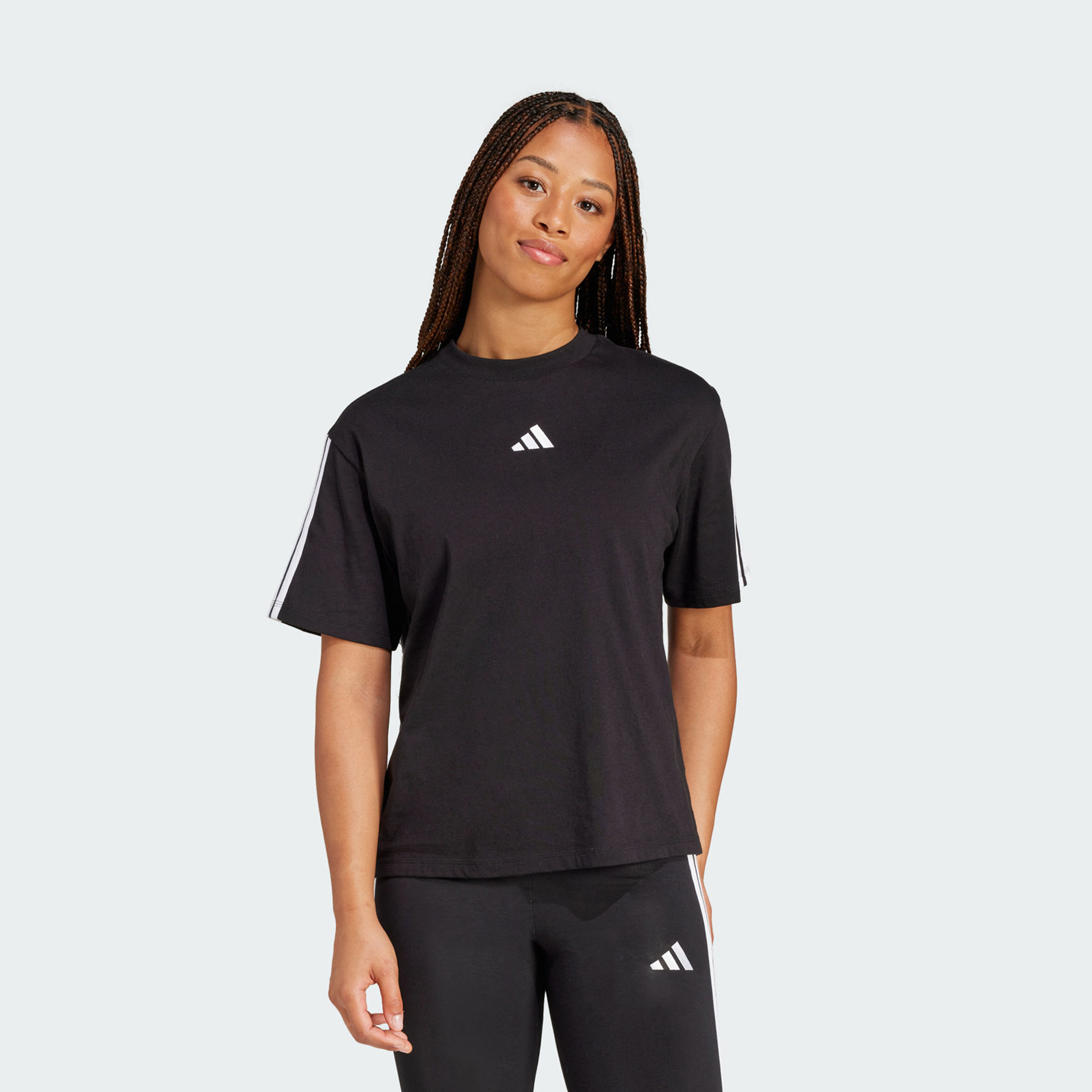 adidas Women's Essentials 3-Stripes Boyfriend T-Shirt JC5960 | OE-sports-women-clothing-tshirtsandvests-image-1