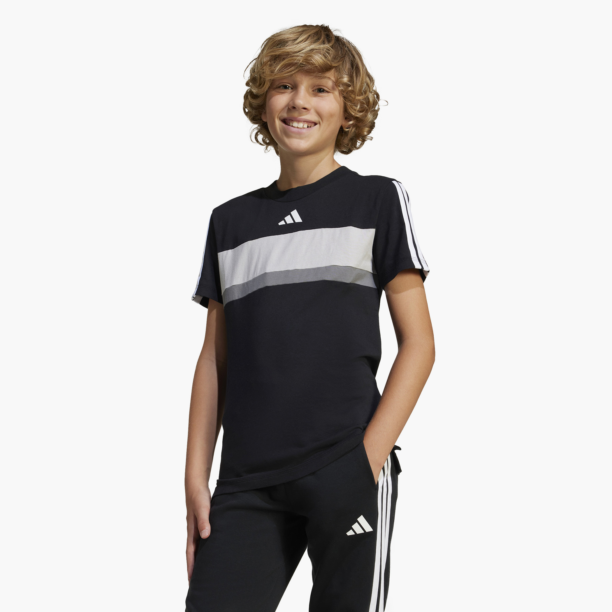 adidas Logo Print Crew Neck T-shirt with Short Sleeves-sports-boys-clothing-tops-image-11