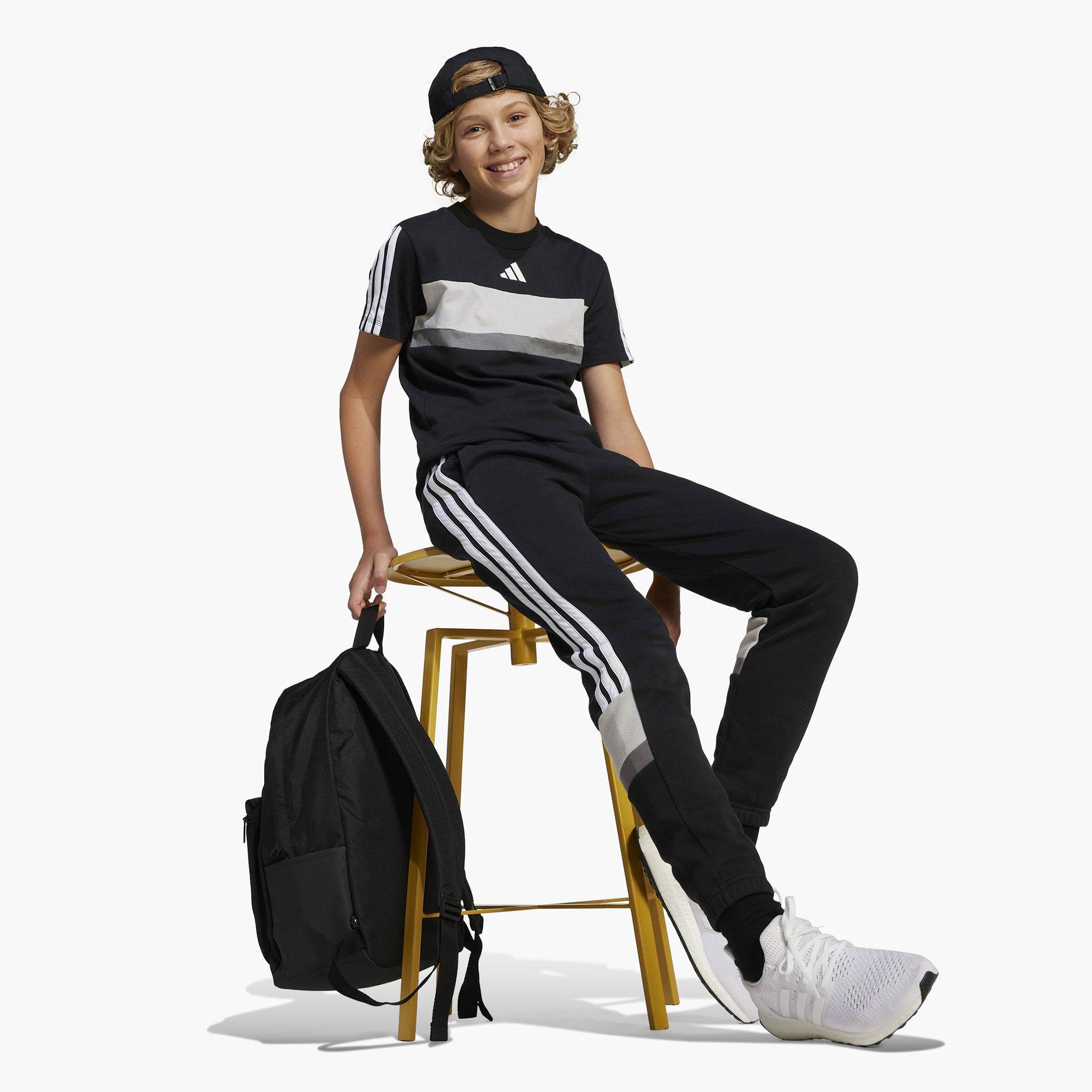 adidas Logo Print Crew Neck T-shirt with Short Sleeves-sports-boys-clothing-tops-image-13