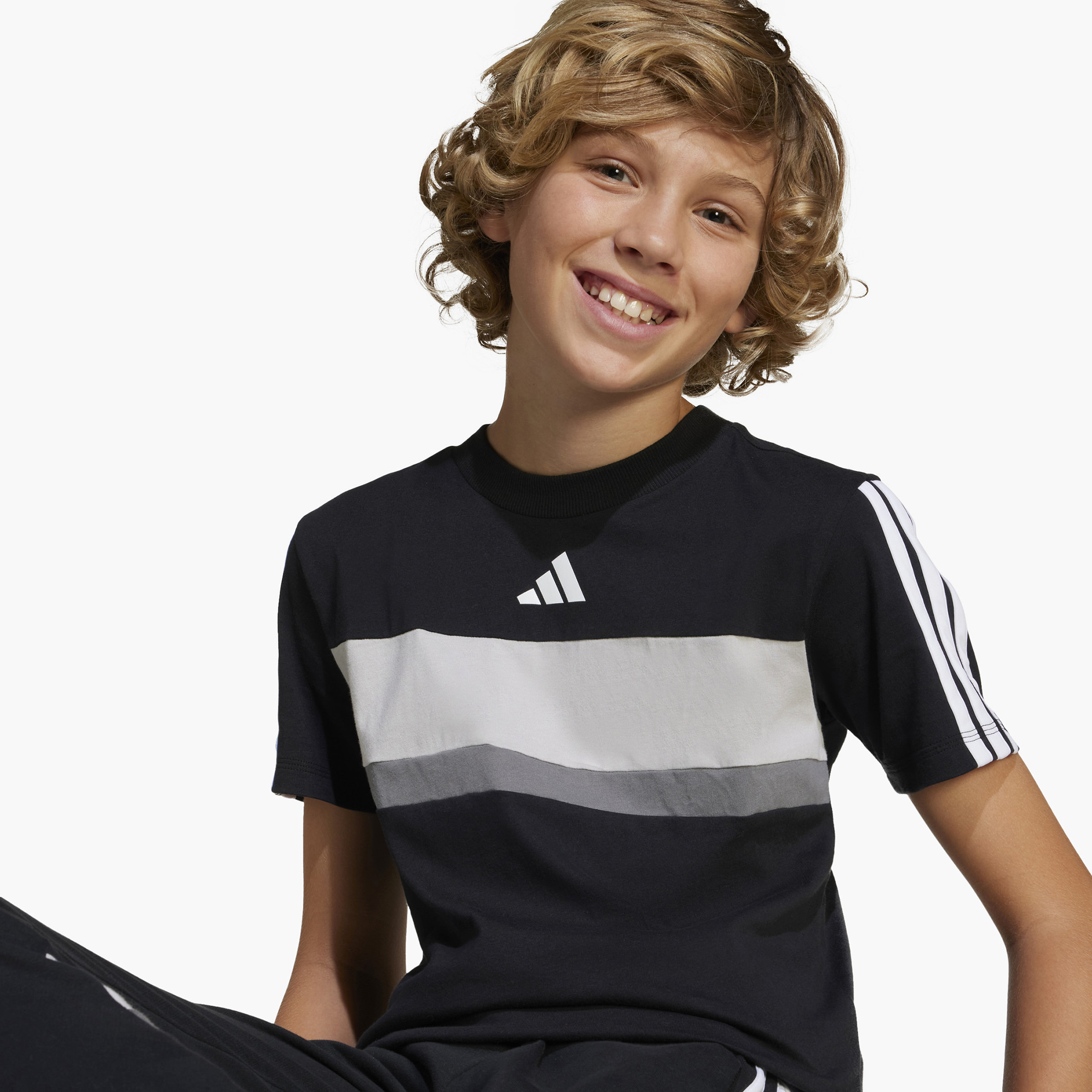 adidas Logo Print Crew Neck T-shirt with Short Sleeves-sports-boys-clothing-tops-image-14