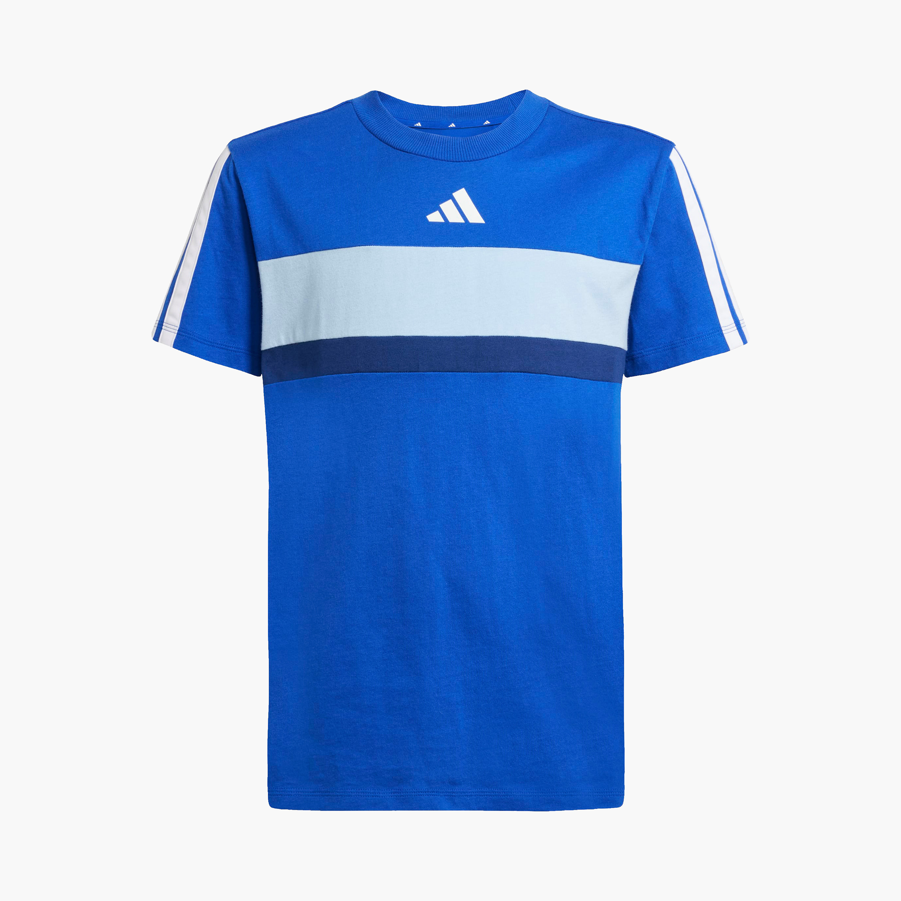 تيشيرت قطن بياقة ضيقة وأكمام قصيرة وطبعات شعار للأولاد من أديداس-boys-clothing-sportswear-tops-image-1