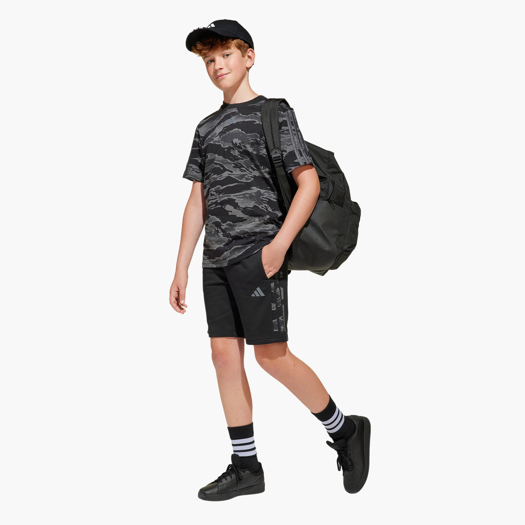 adidas Logo Print Shorts with Drawstring Closure-sports-boys-clothing-bottoms-shorts-image-5