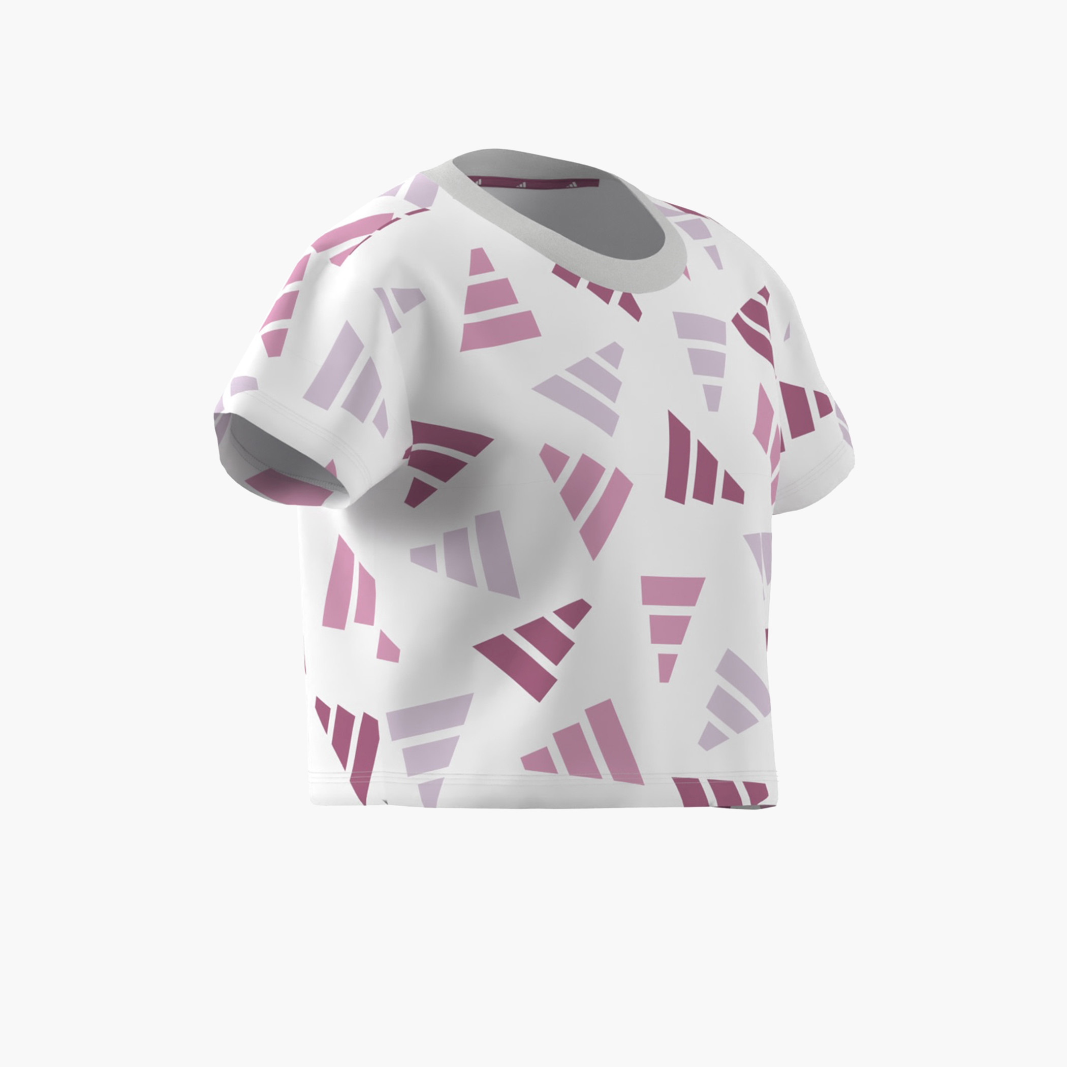 adidas All-Over Logo Print Crew Neck T-shirt with Short Sleeves-girls-clothing-tshirts-image-2