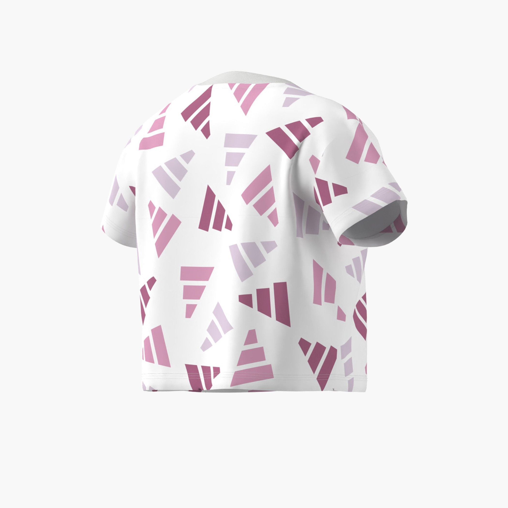 adidas All-Over Logo Print Crew Neck T-shirt with Short Sleeves-girls-clothing-tshirts-image-4