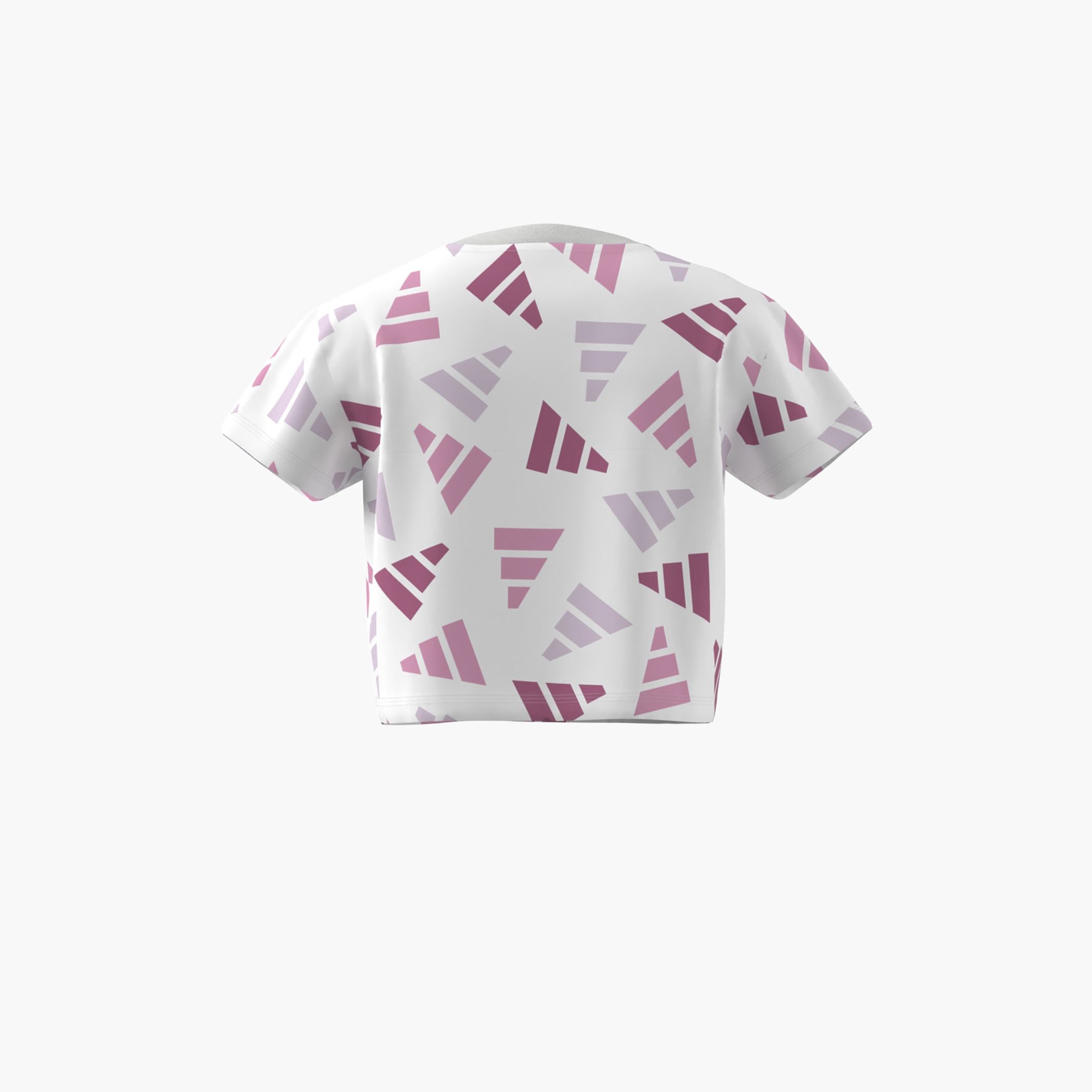 adidas All-Over Logo Print Crew Neck T-shirt with Short Sleeves-girls-clothing-tshirts-image-5
