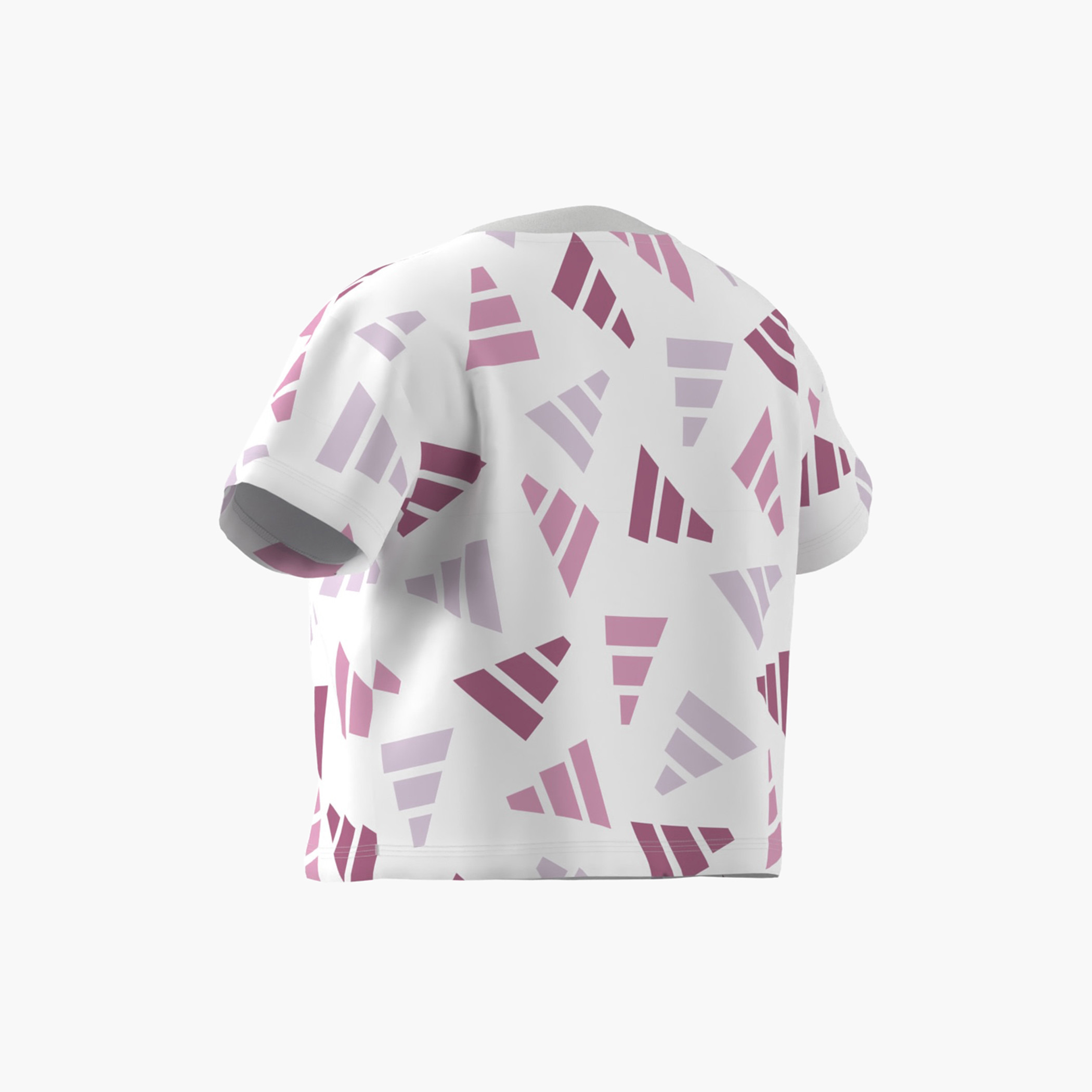 adidas All-Over Logo Print Crew Neck T-shirt with Short Sleeves-girls-clothing-tshirts-image-6