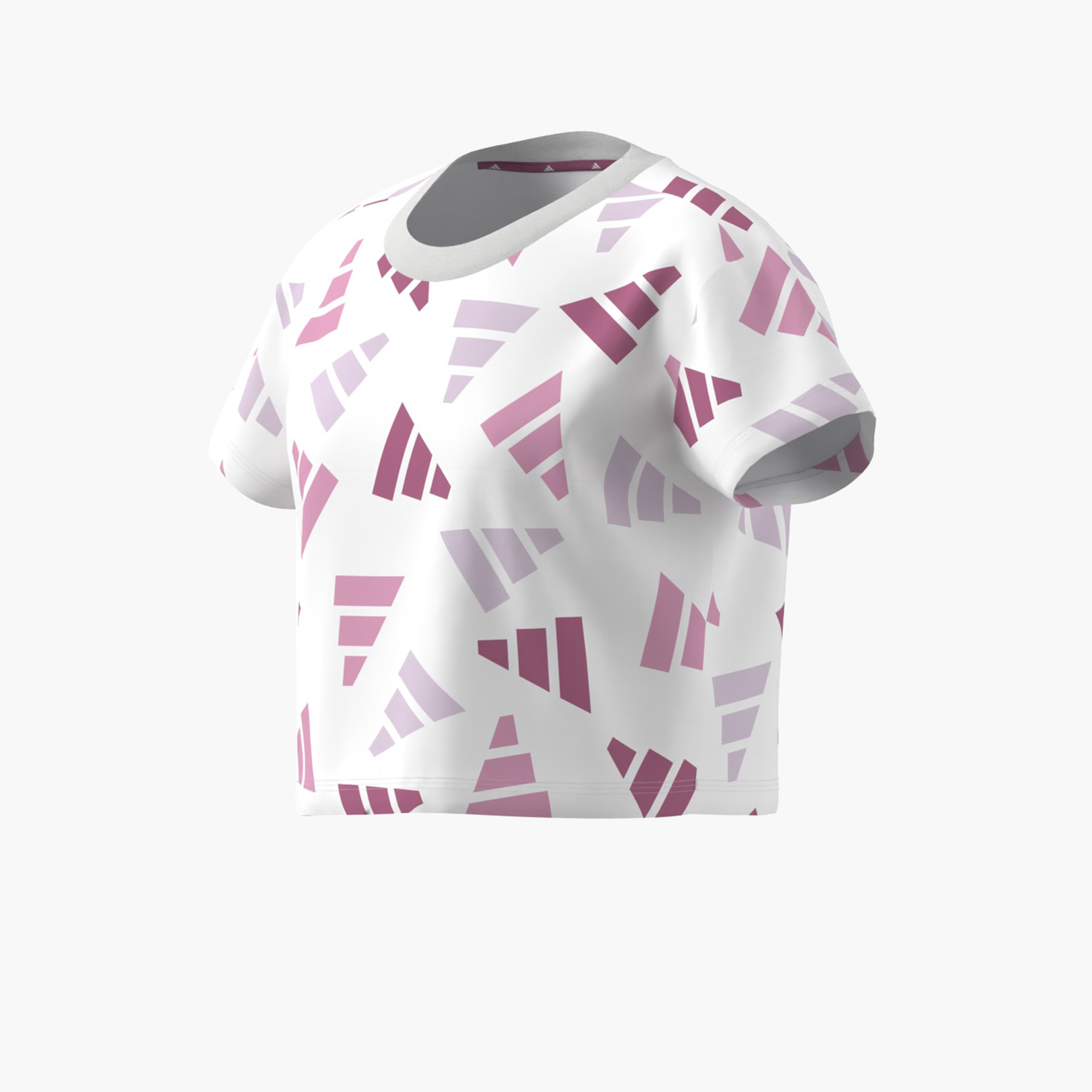 adidas All-Over Logo Print Crew Neck T-shirt with Short Sleeves-girls-clothing-tshirts-image-8