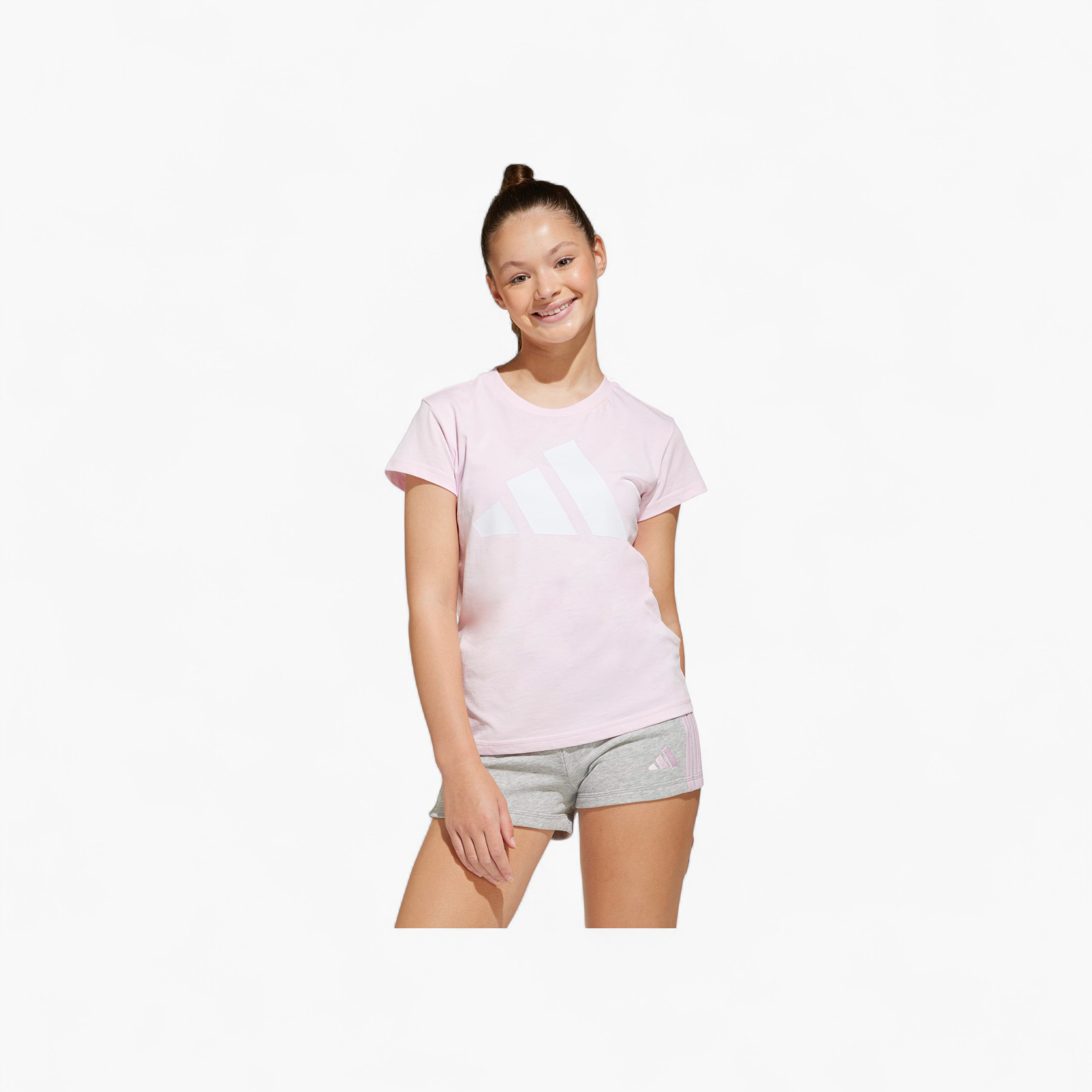 adidas Girls Round Neck T-shirt with Logo Print - Cotton - Short Sleeves-sports-girls-clothing-tops-image-1