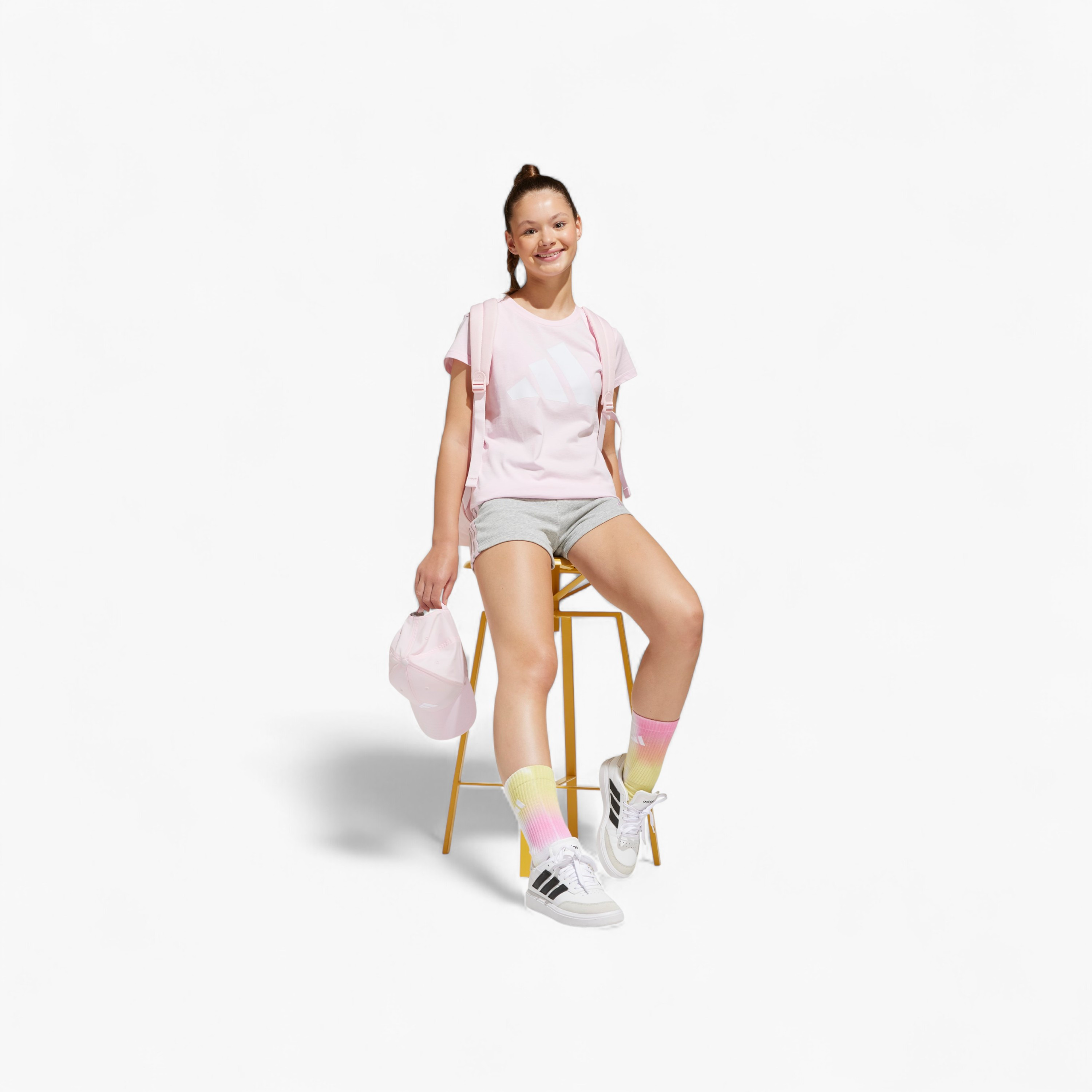 adidas Girls Round Neck T-shirt with Logo Print - Cotton - Short Sleeves-sports-girls-clothing-tops-image-3