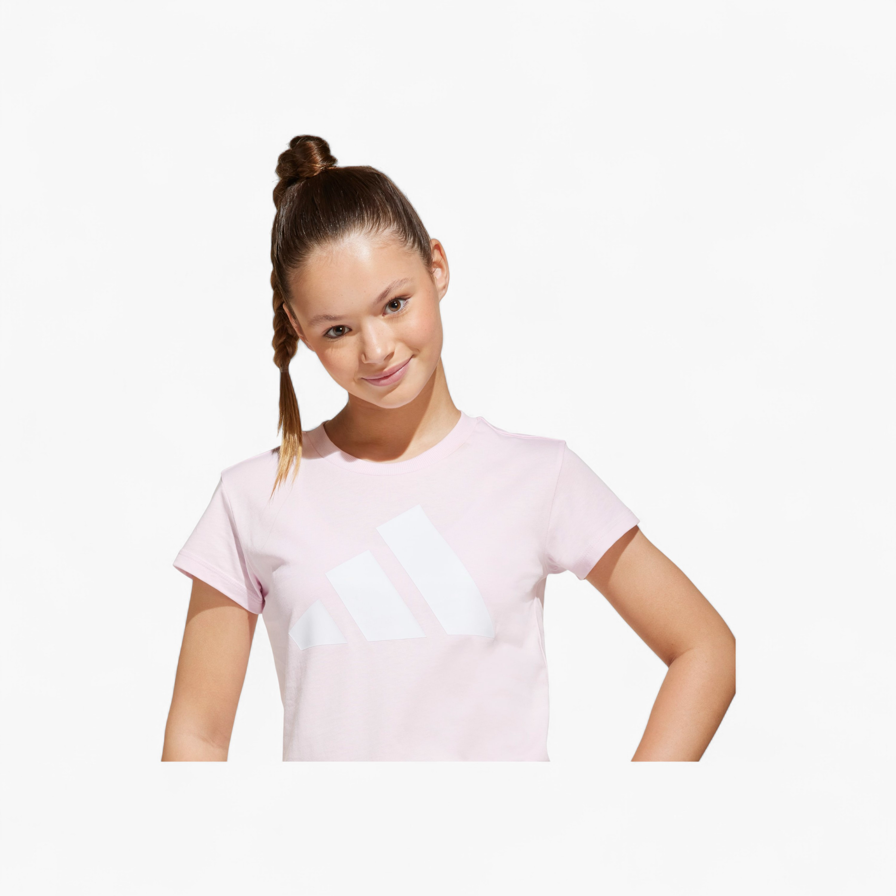 adidas Girls Round Neck T-shirt with Logo Print - Cotton - Short Sleeves-sports-girls-clothing-tops-image-4