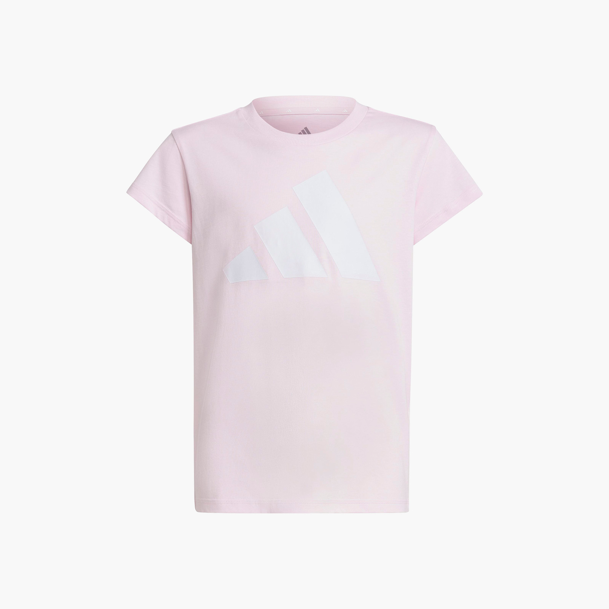 تيشيرت بياقة ضيقة وأكمام قصيرة وطبعات شعار من أديداس-girls-clothing-tshirts-image-1