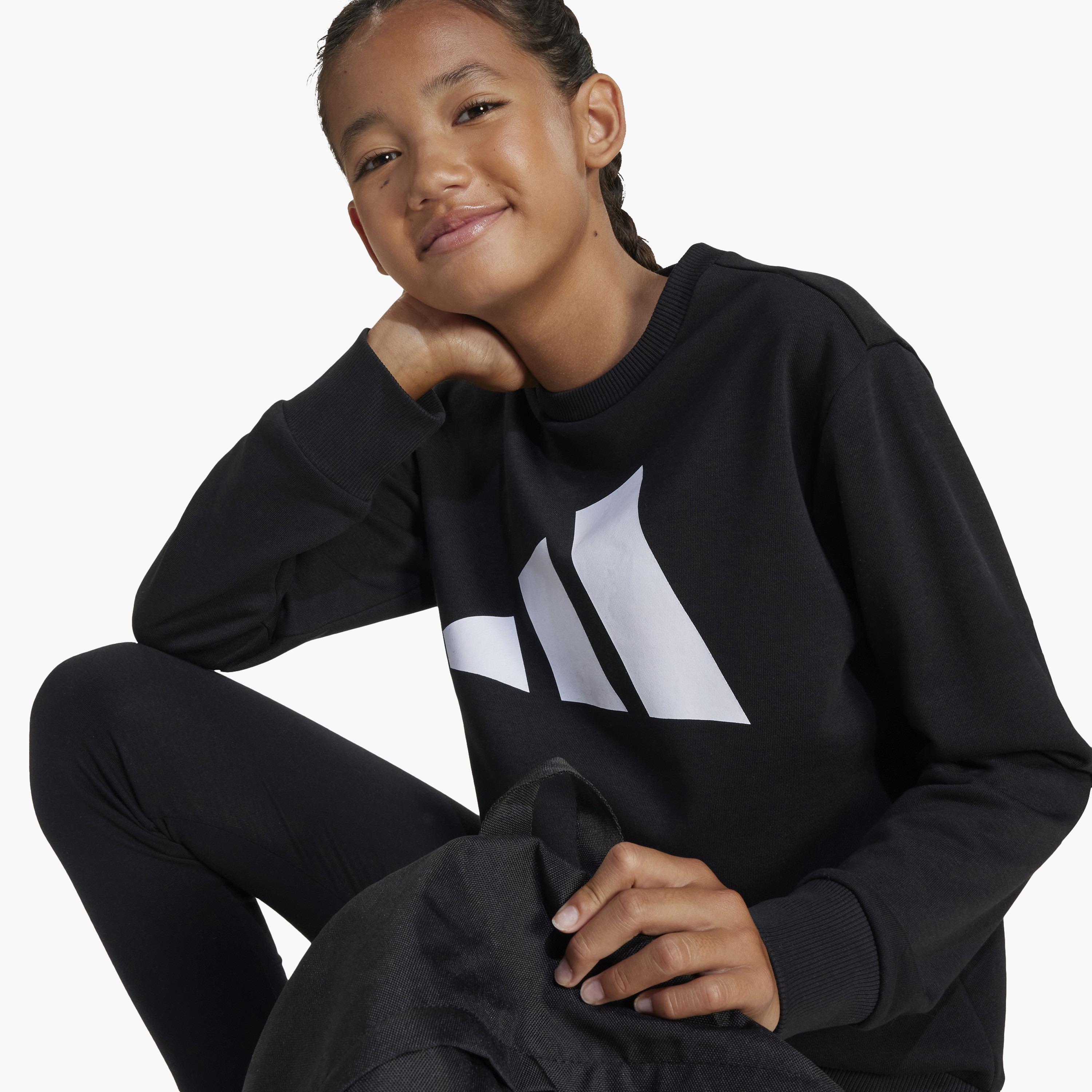 adidas Girls Crew Neck Sweatshirt with Logo Print - Long Sleeves-girls-clothing-sweatshirts-image-4