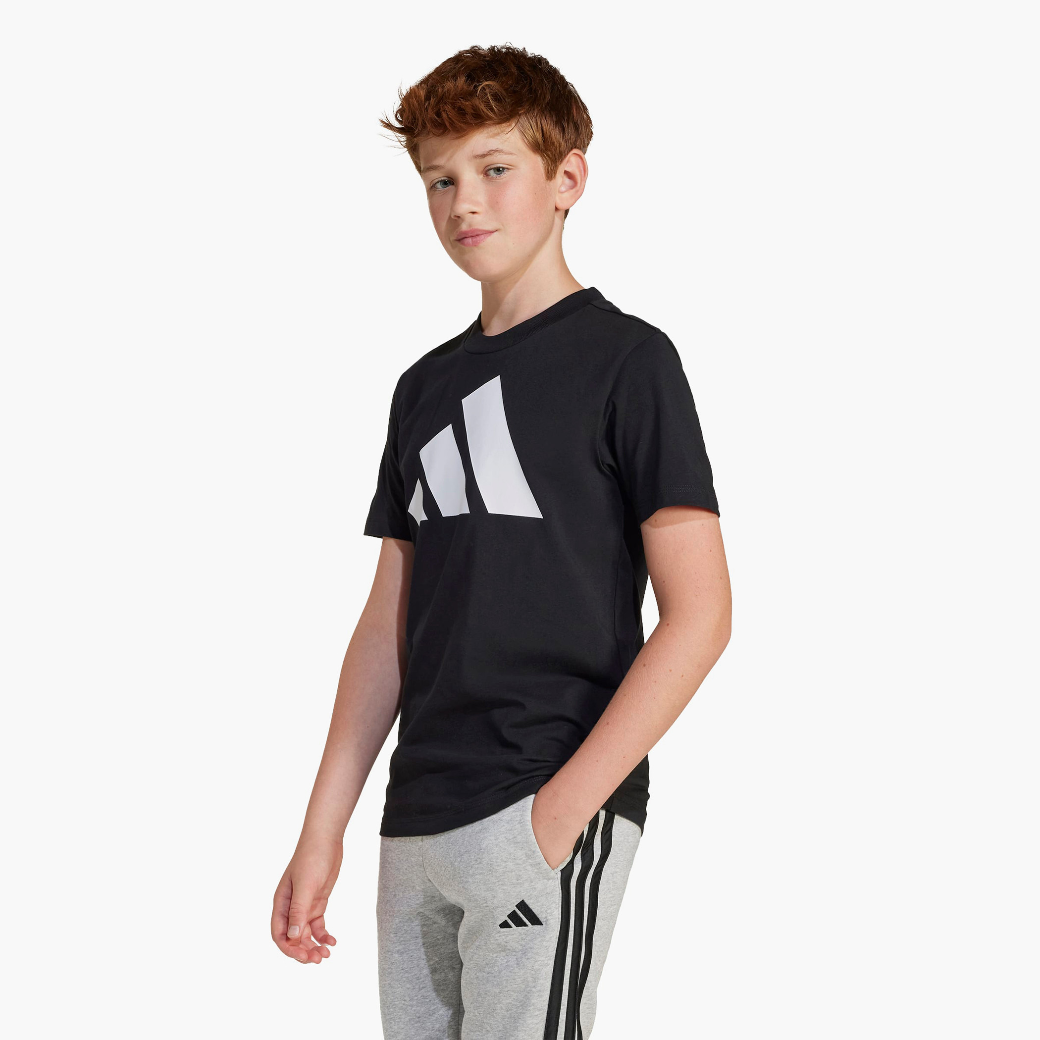 adidas Crew Neck Short Sleeves T-shirt with Logo Print-boys-clothing-tshirtsandpolos-image-2