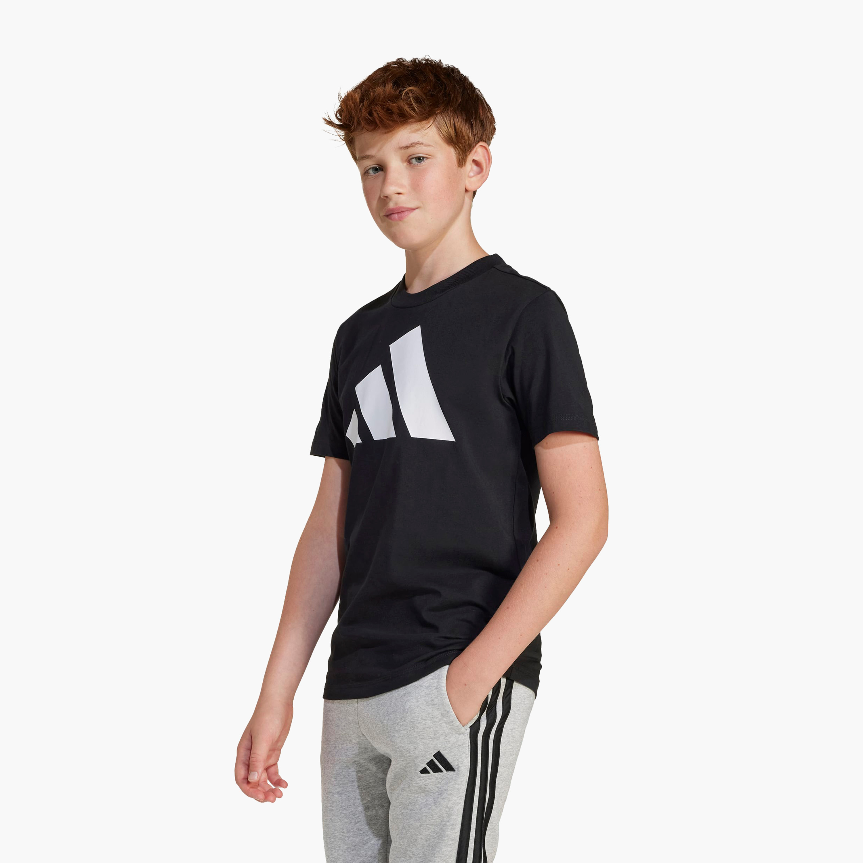 adidas Crew Neck Short Sleeve T-shirt with Logo Print-boys-clothing-sportswear-tops-image-1