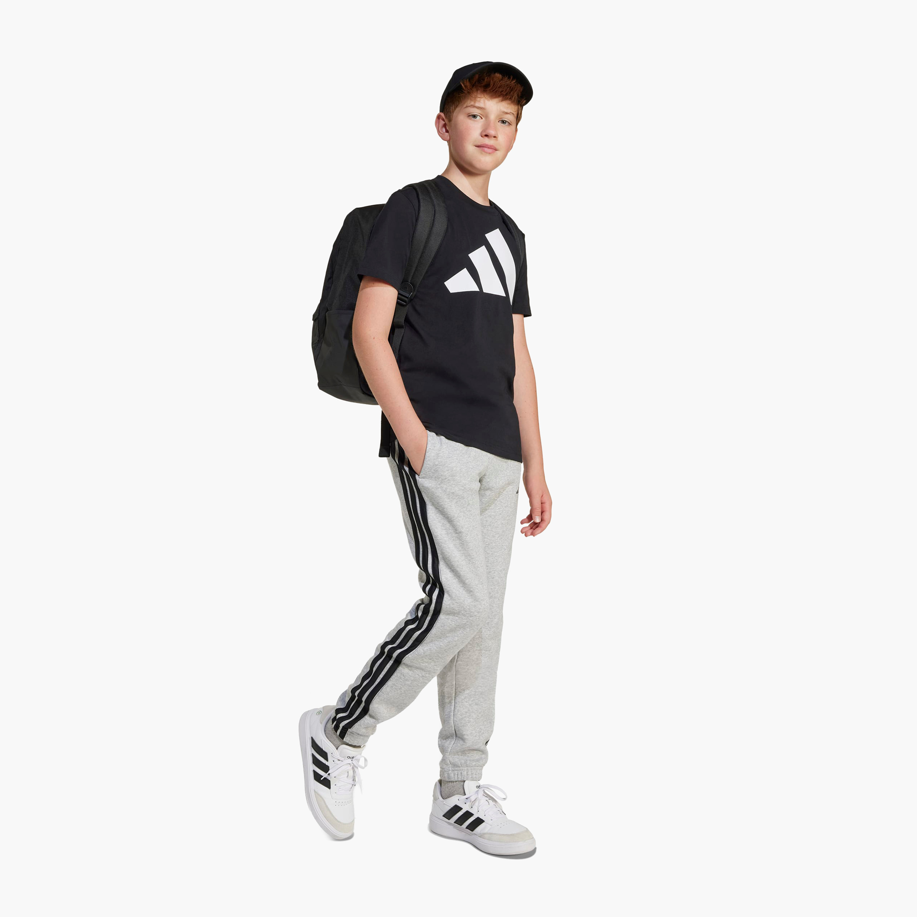 adidas Crew Neck Short Sleeve T-shirt with Logo Print-boys-clothing-sportswear-tops-image-2